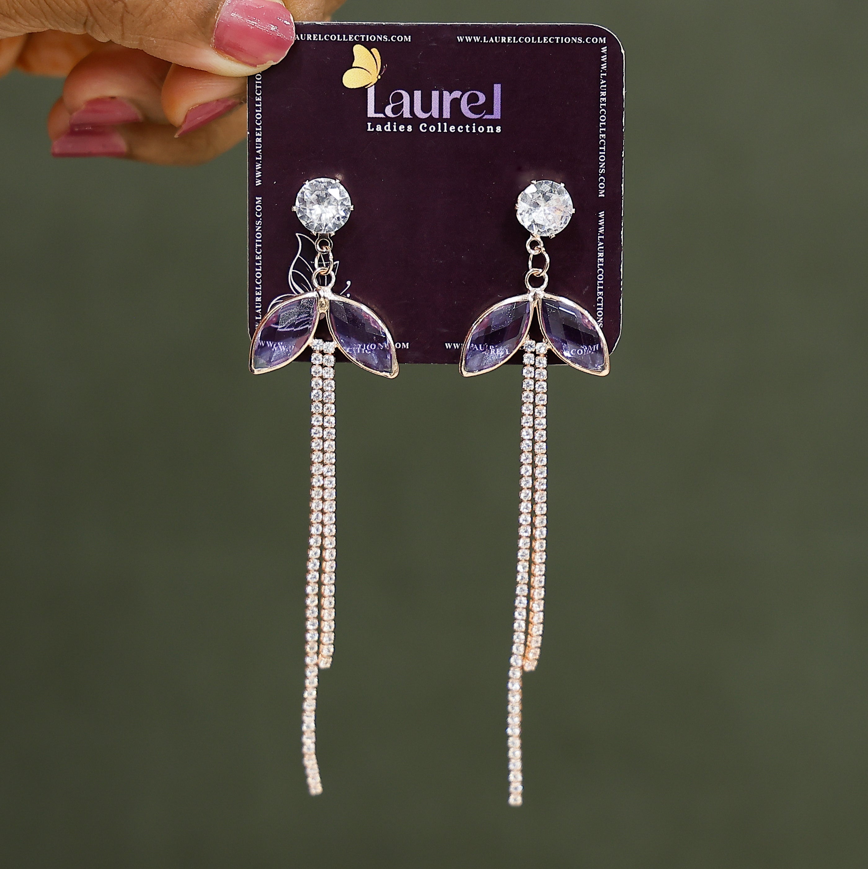 Stylish stone earrings for women with leafy pattern