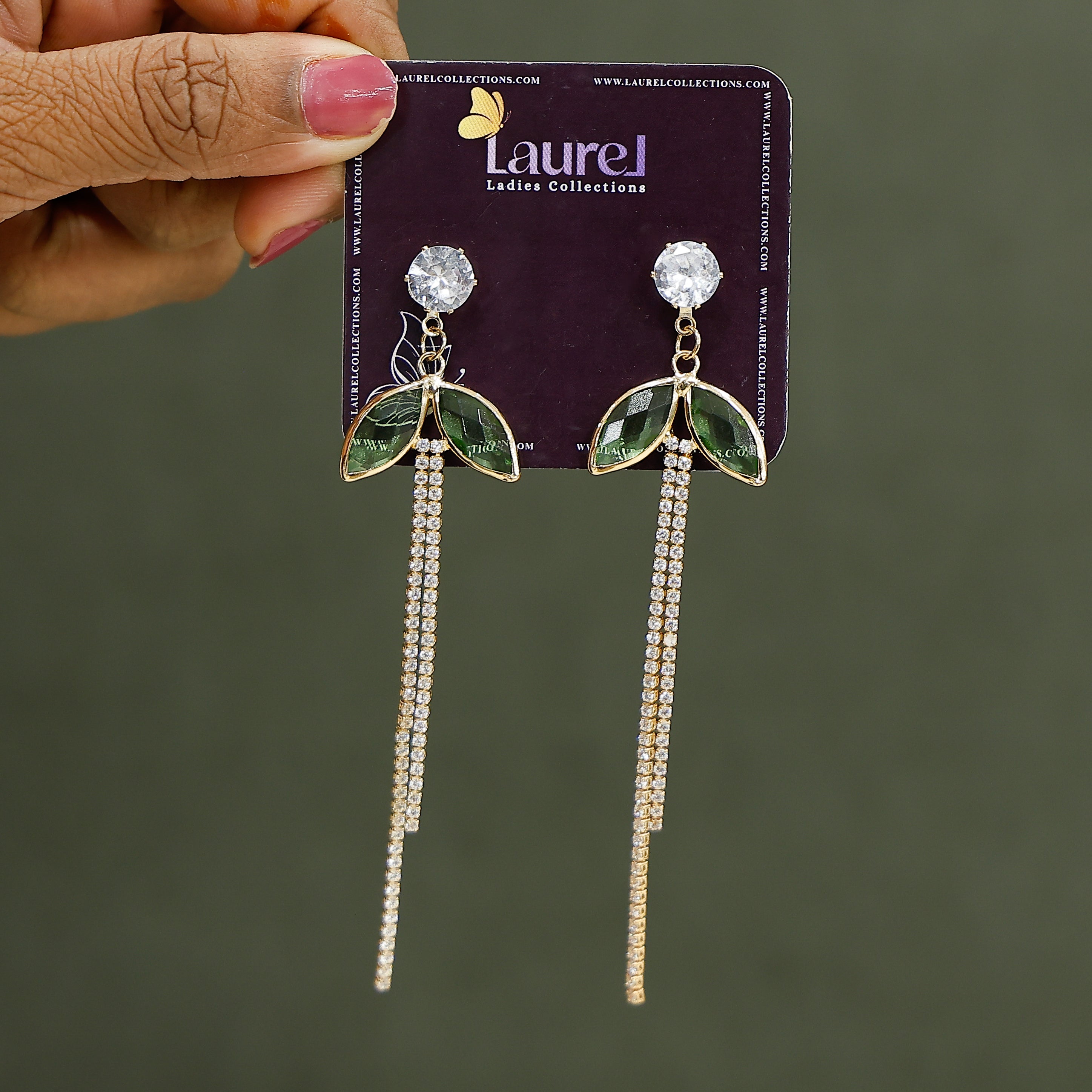 Leafy Green Earrings with elegant leaf-inspired design