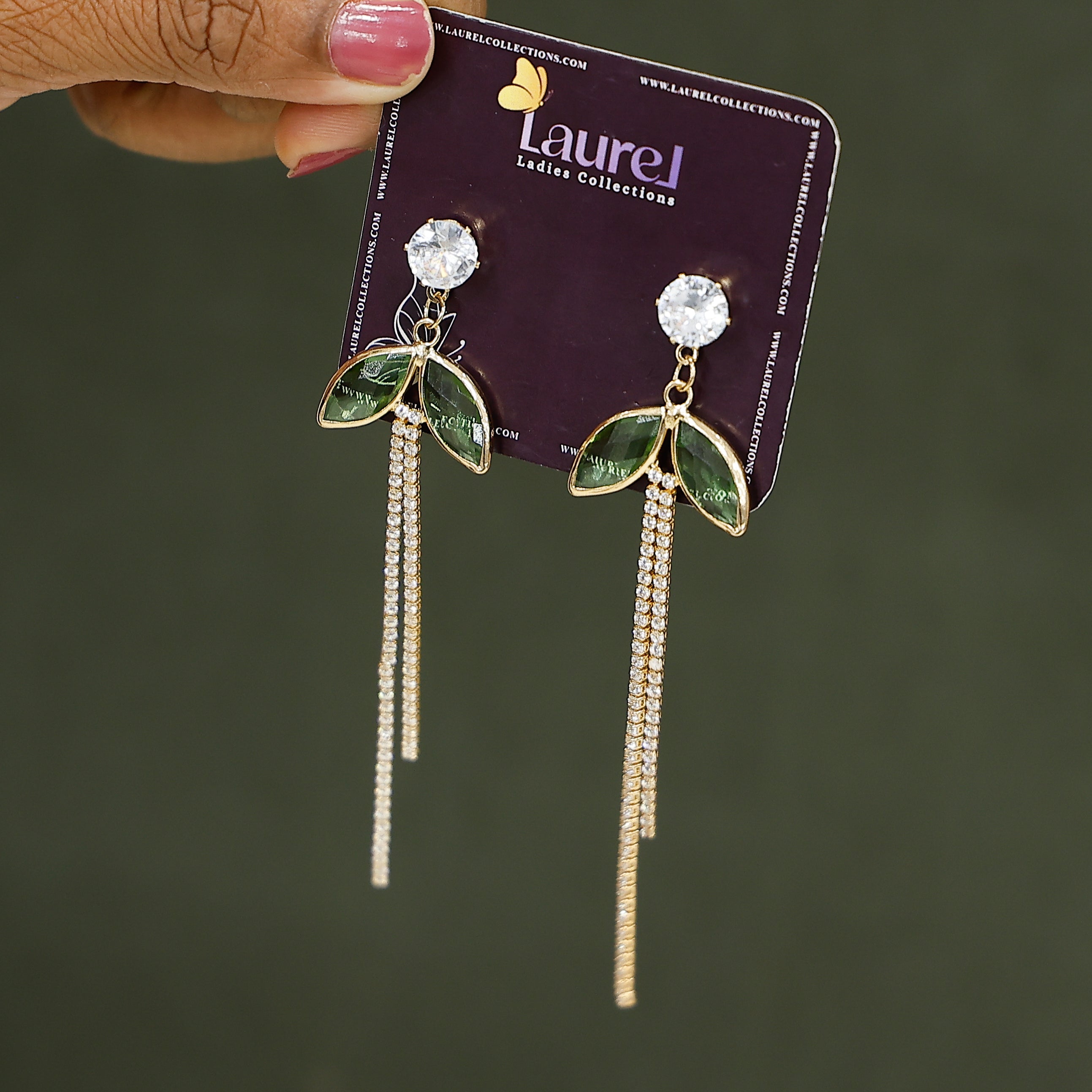 Stylish green statement earrings for women and girls