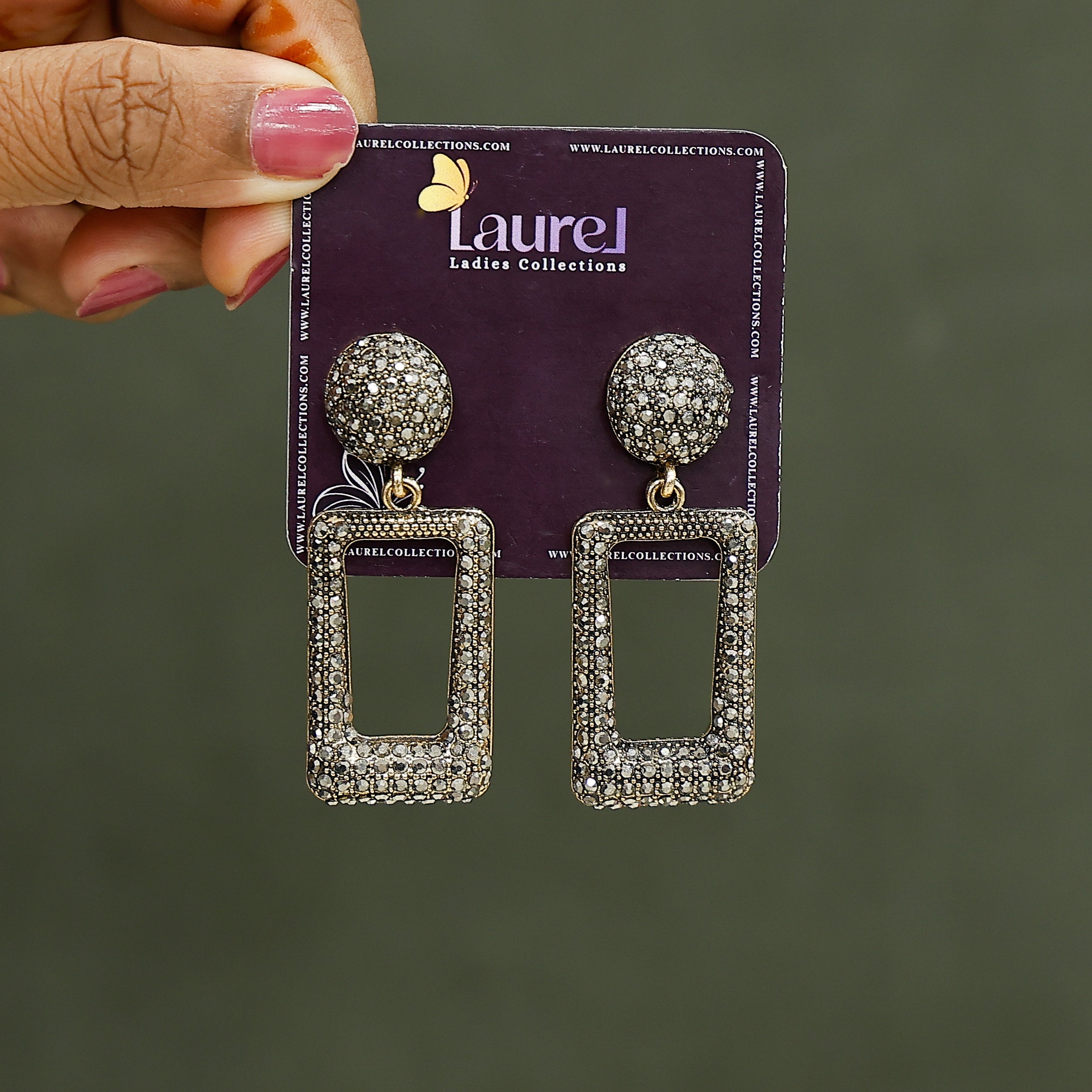 Stylish square stone earrings for women and girls