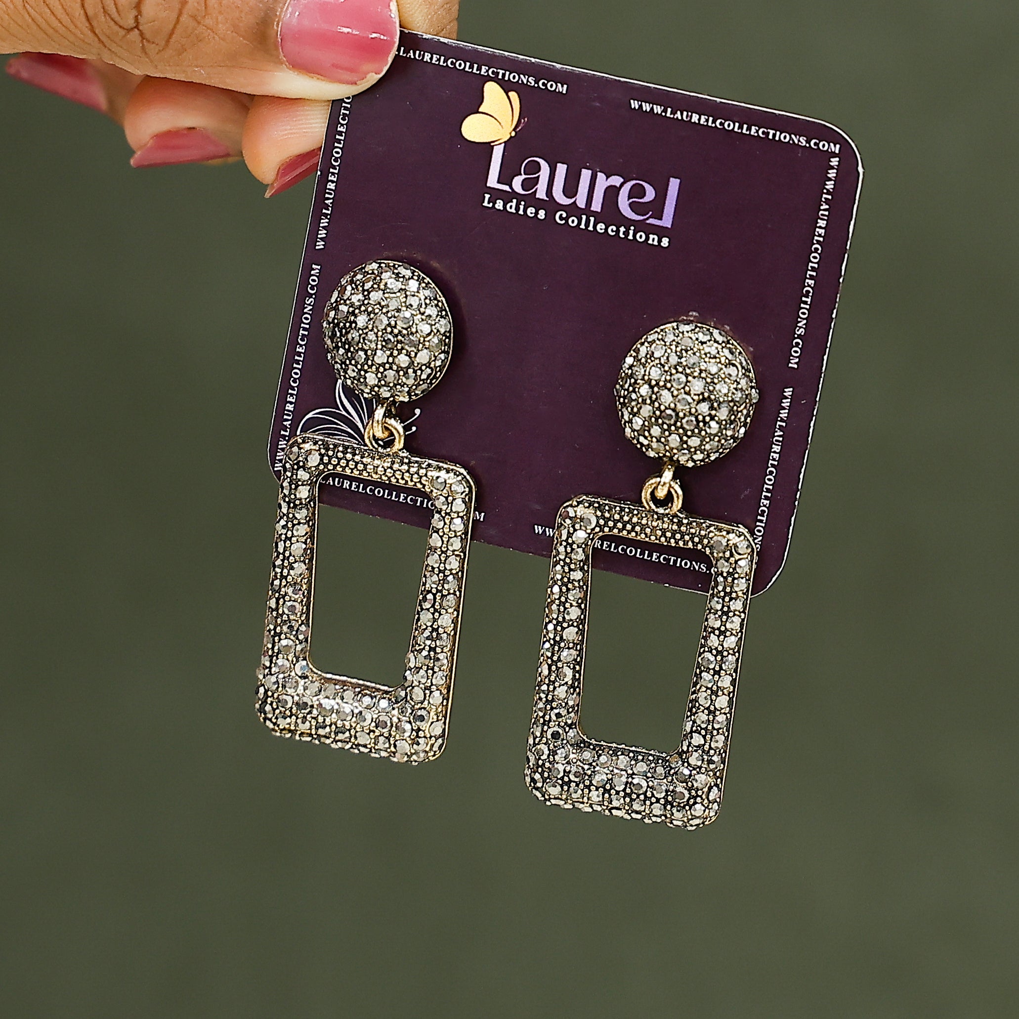 Stone Square Earrings with elegant geometric design