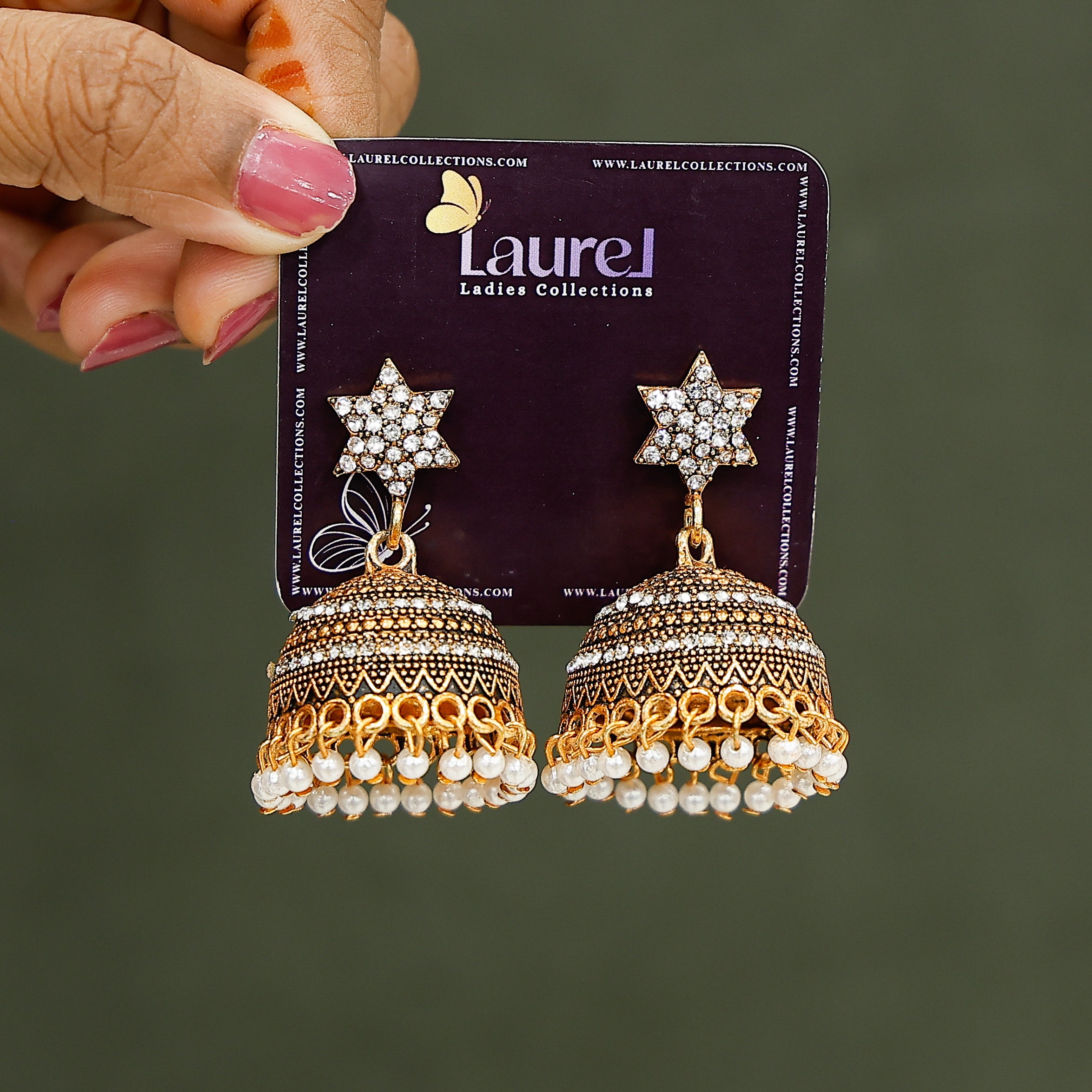 Elegant star jhumkas earrings for women with ethnic detailing