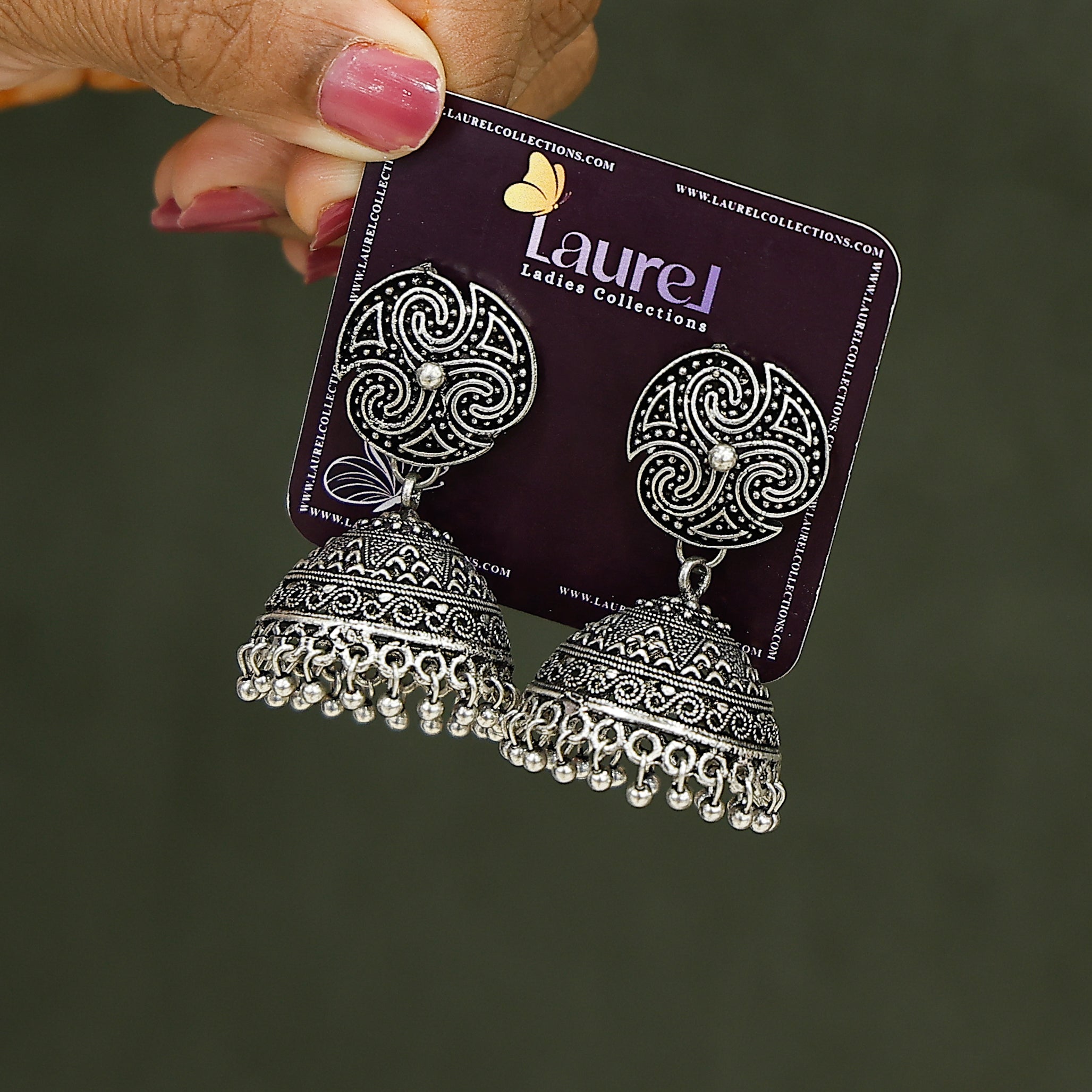 Oxidised Pearl Jhumkas with elegant traditional design