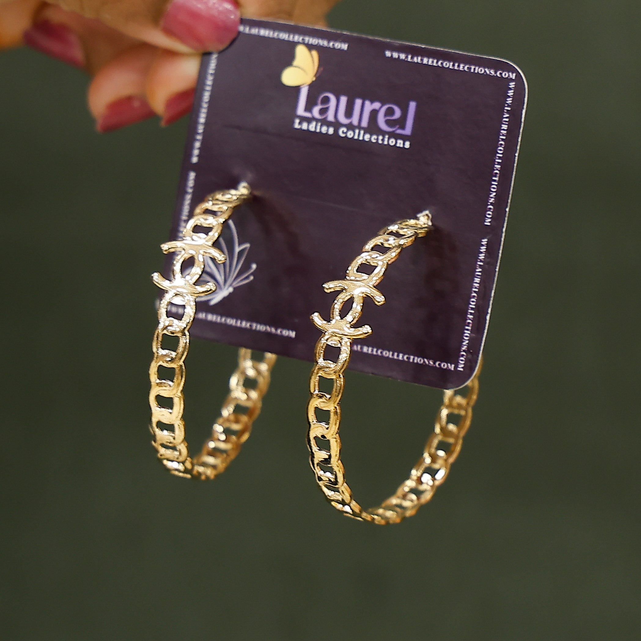 Trendy chain design hoop earrings