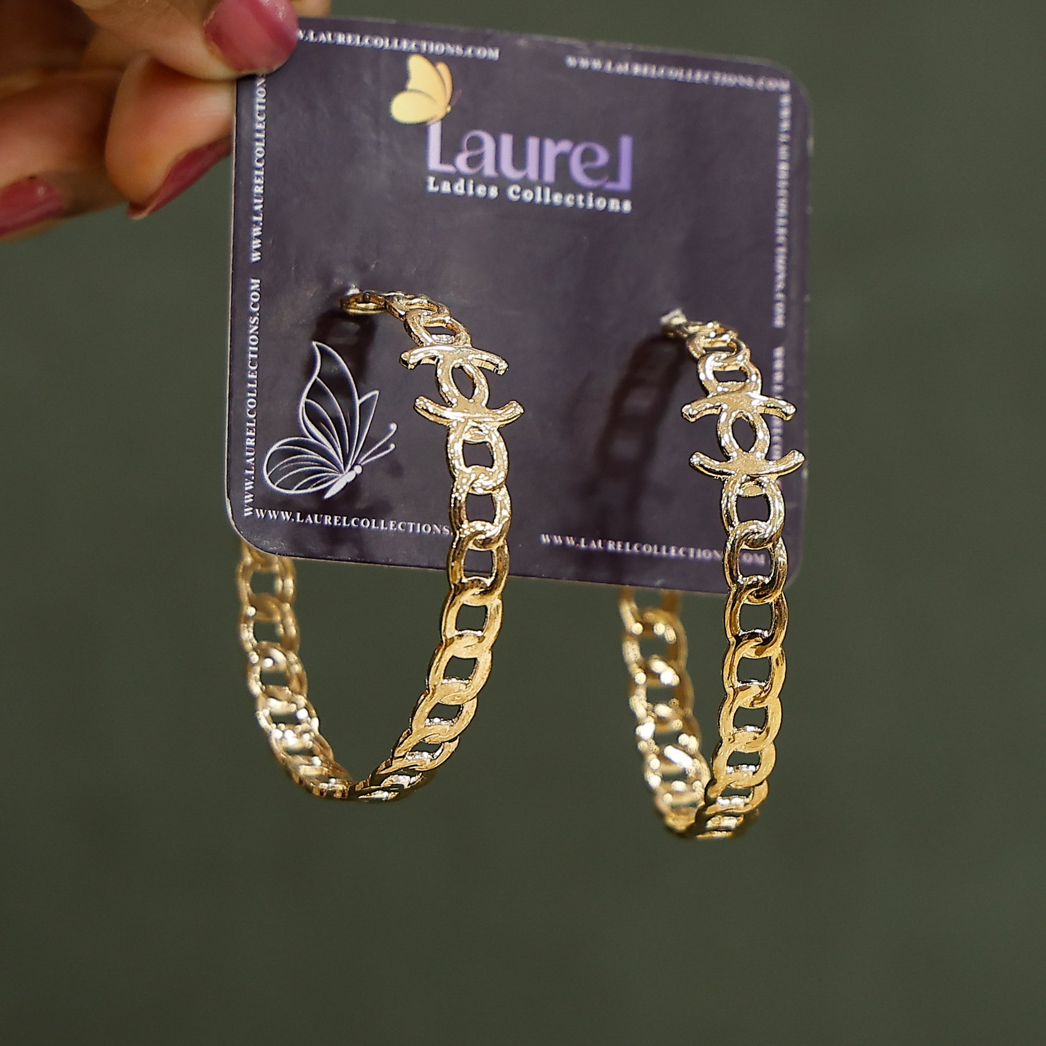 Chain ring hoop earrings for women
