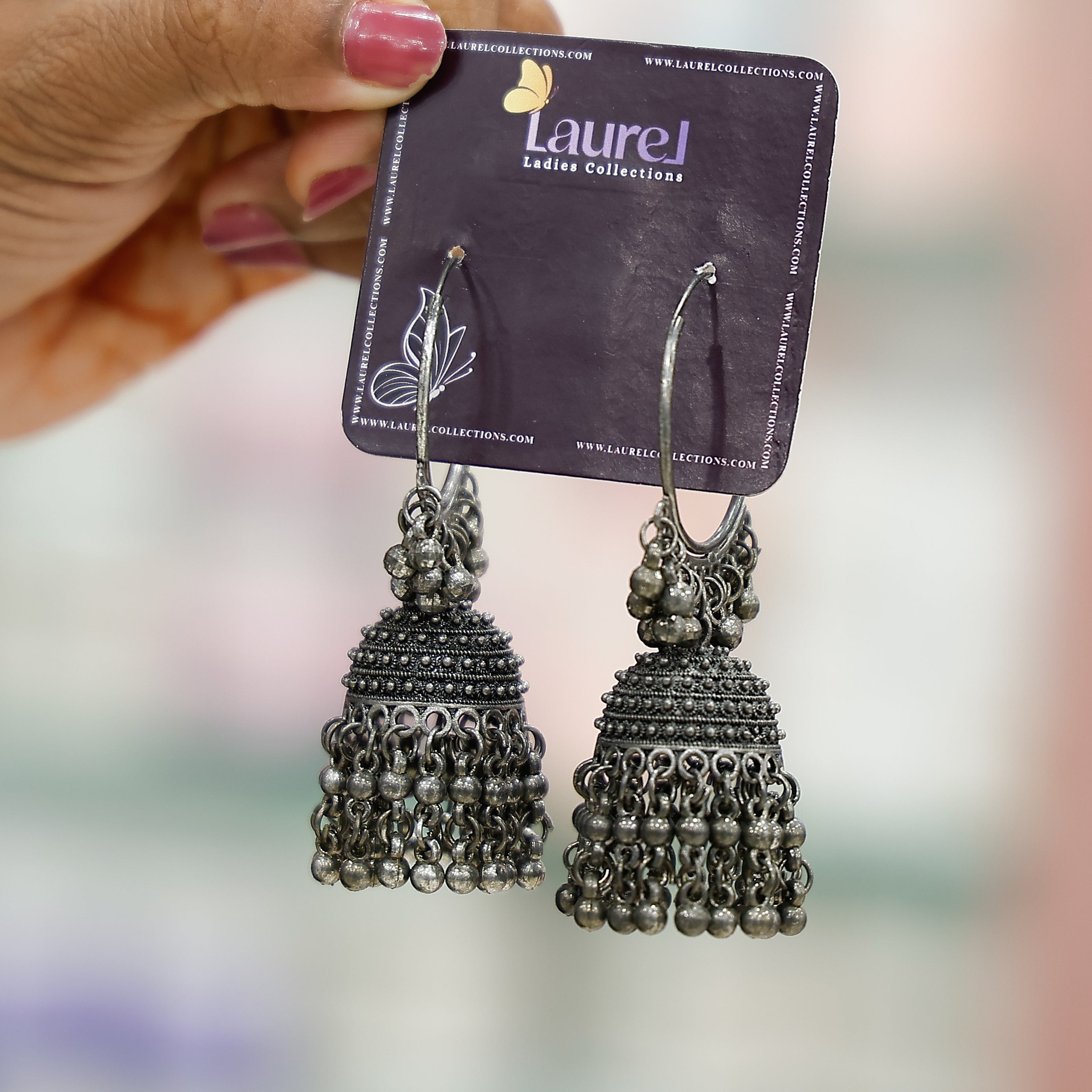 Black metal hoop earrings for women