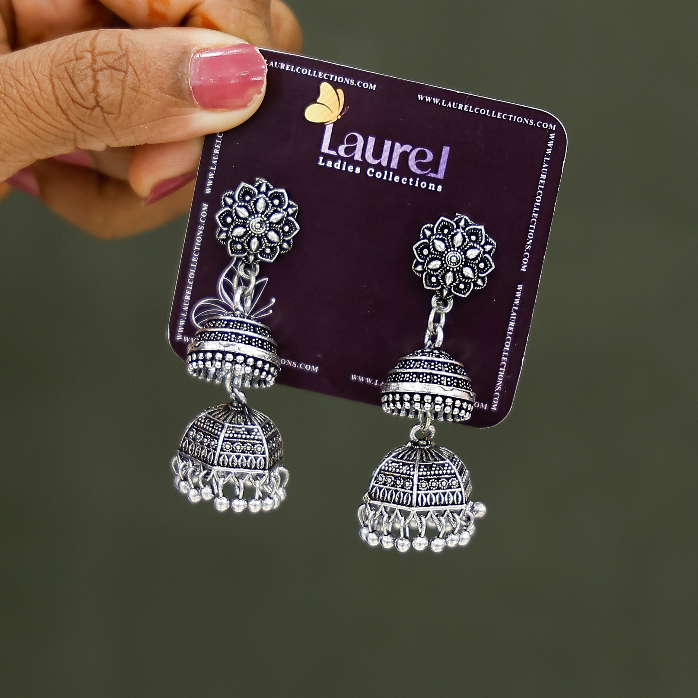 Traditional layered oxidised jhumkas for women