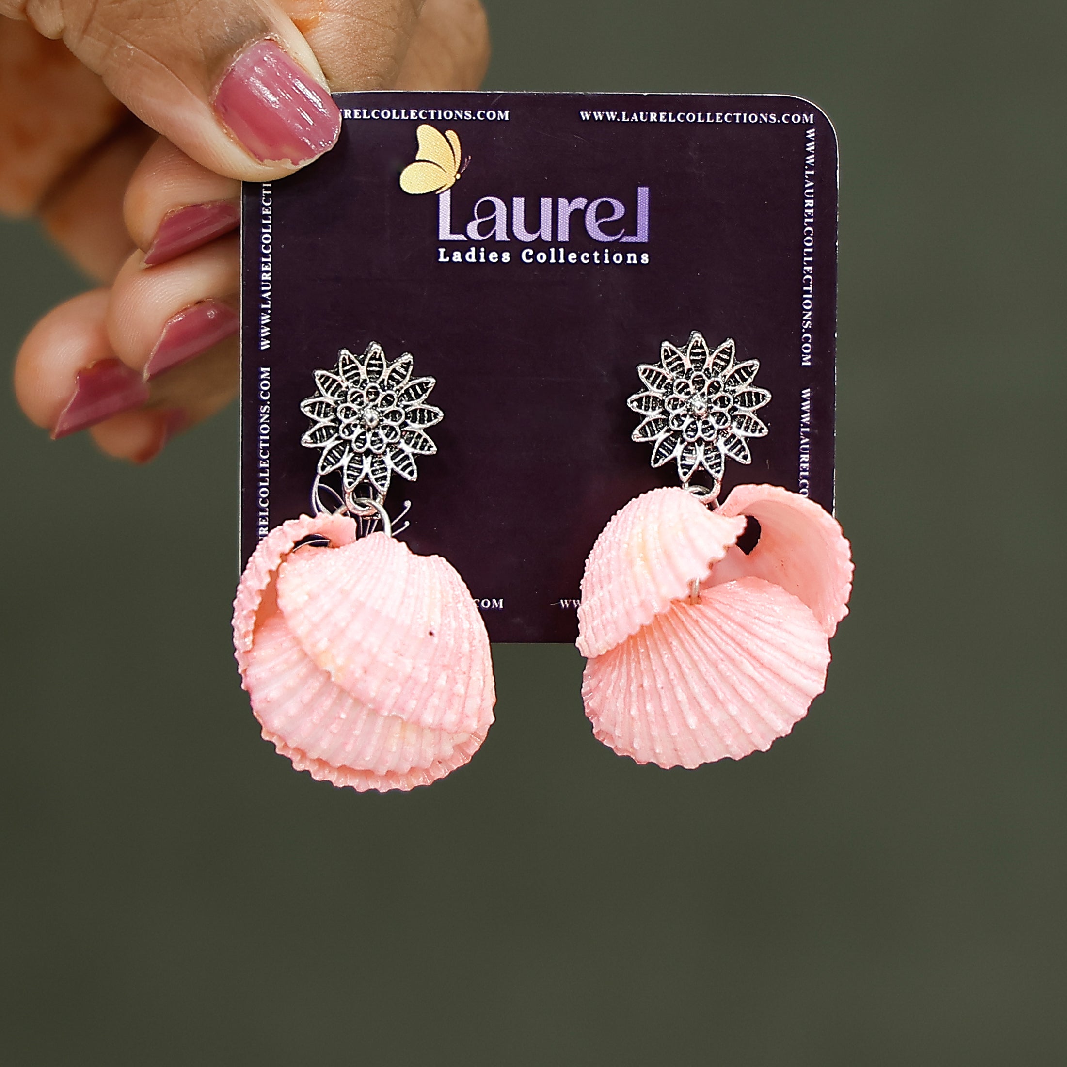 Flower Shell Earrings with elegant floral shell design
