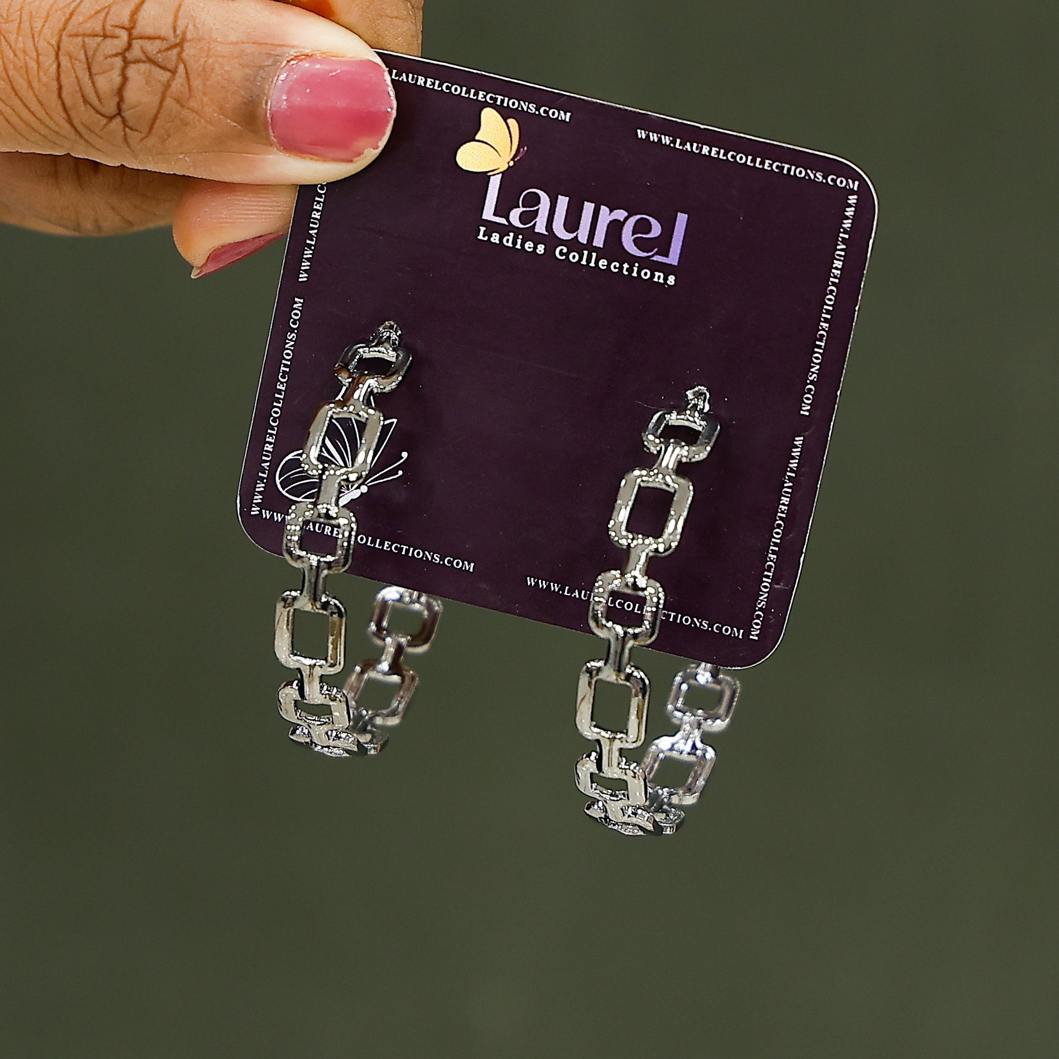 Metal square hoop earrings for women