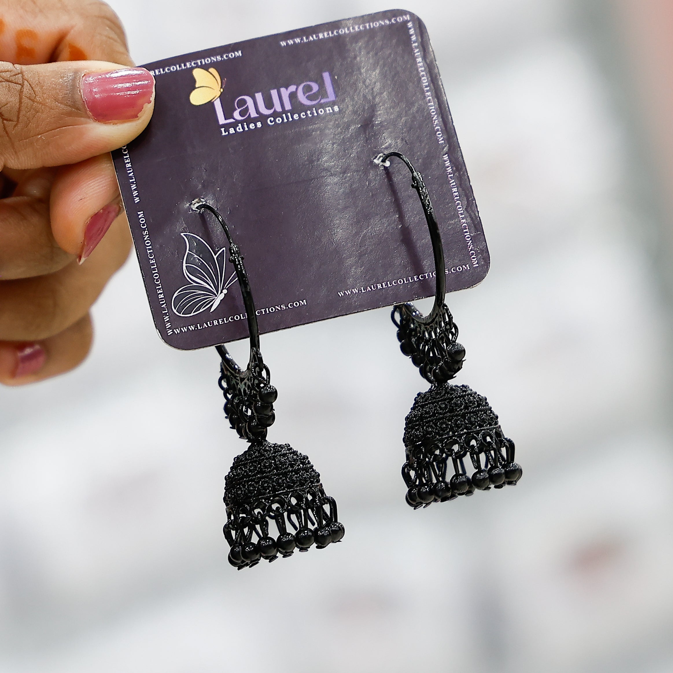 Black pearl hoop earrings with elegant gold finish for women