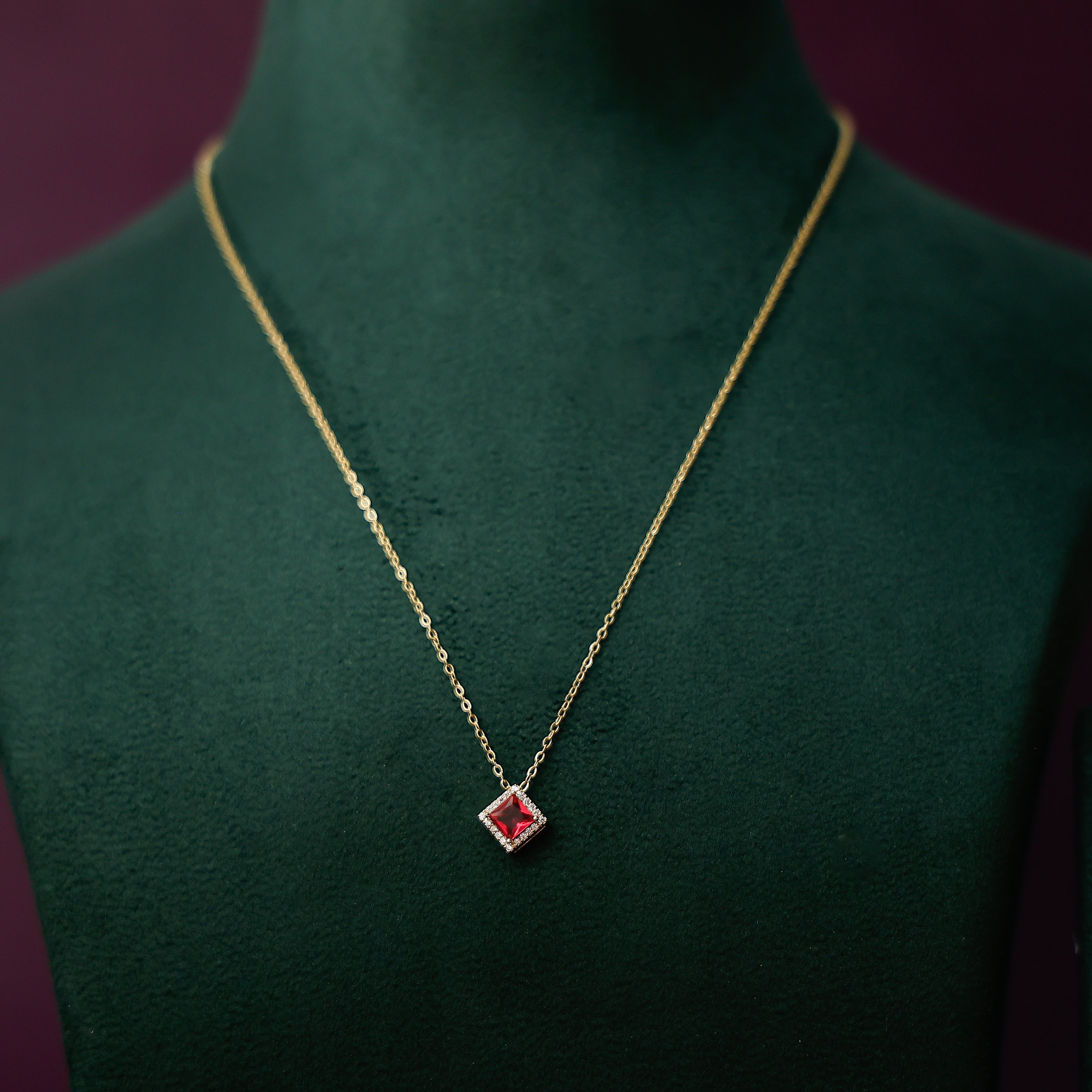 Ruby stone pendant neckpiece for women in elegant gold finish