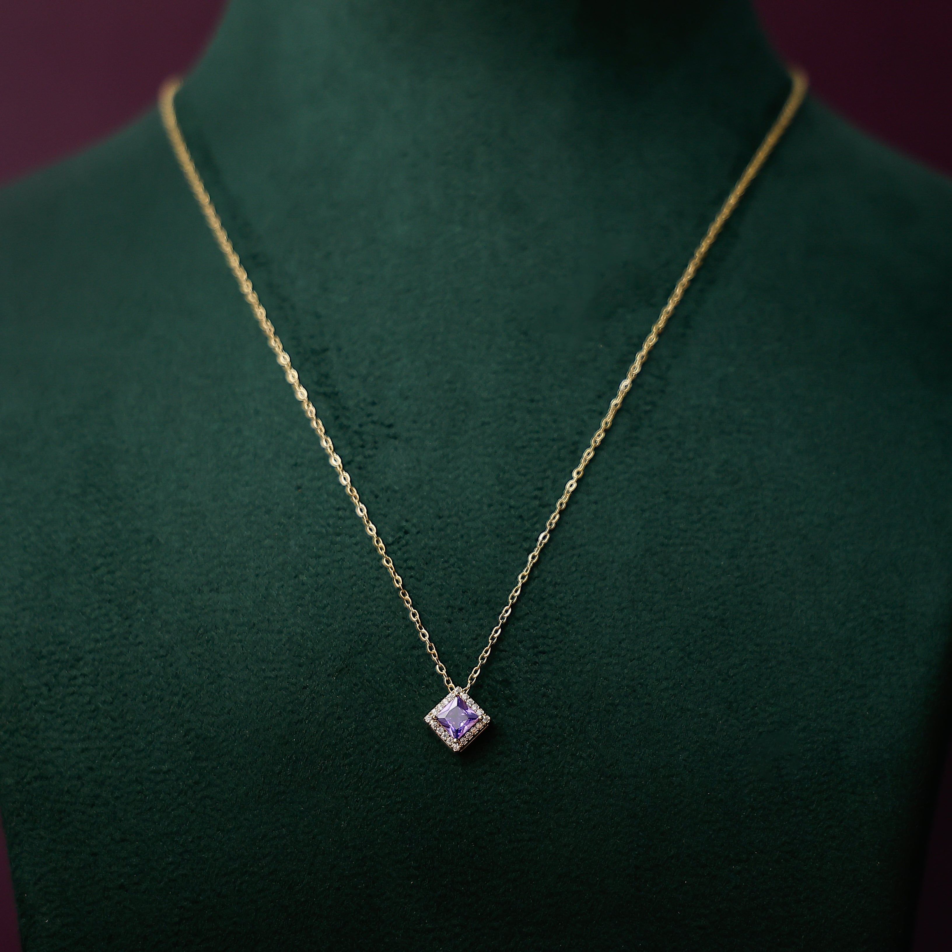 Violet stone pendant neckpiece for women with elegant finish
