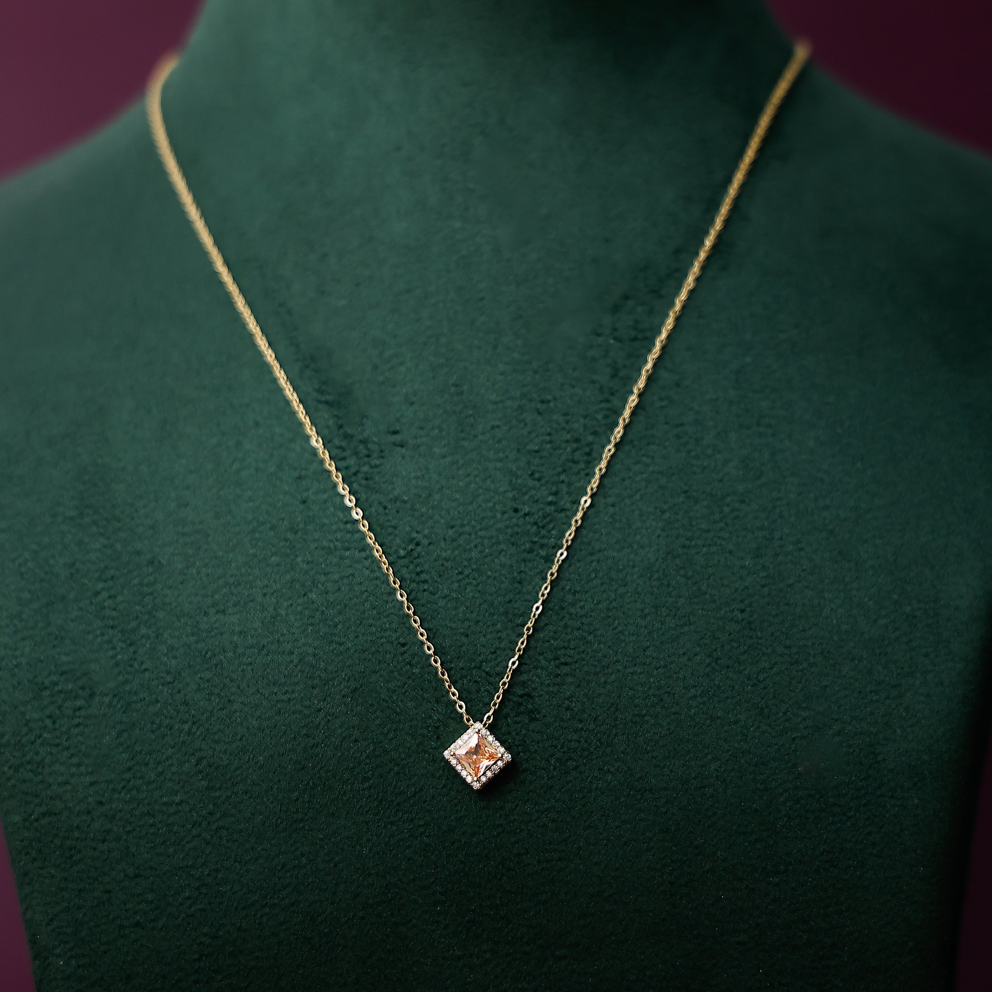 Champagne stone pendant neckpiece for women with elegant finish
