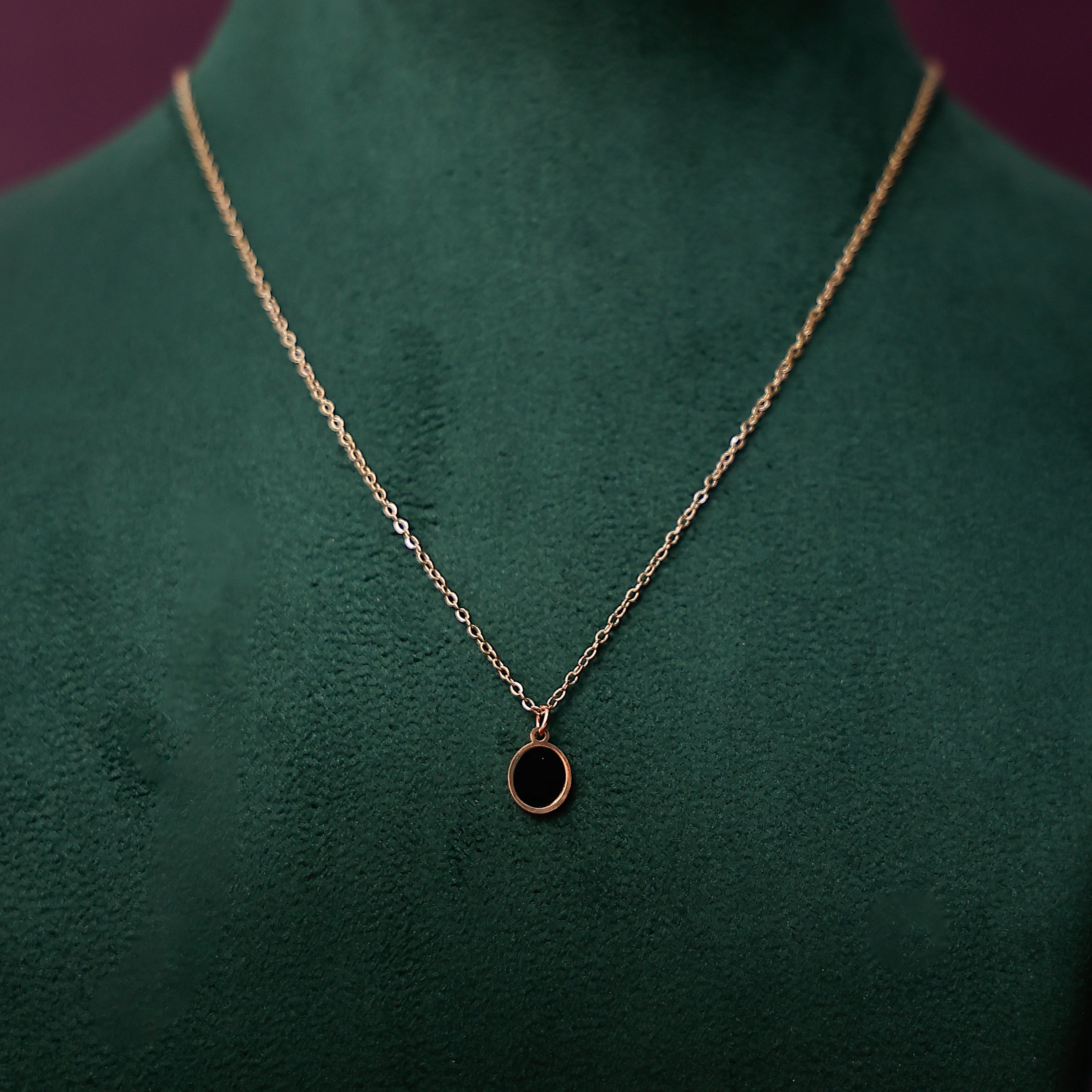 Small oval anti tarnish necklace for women in elegant gold-tone finish