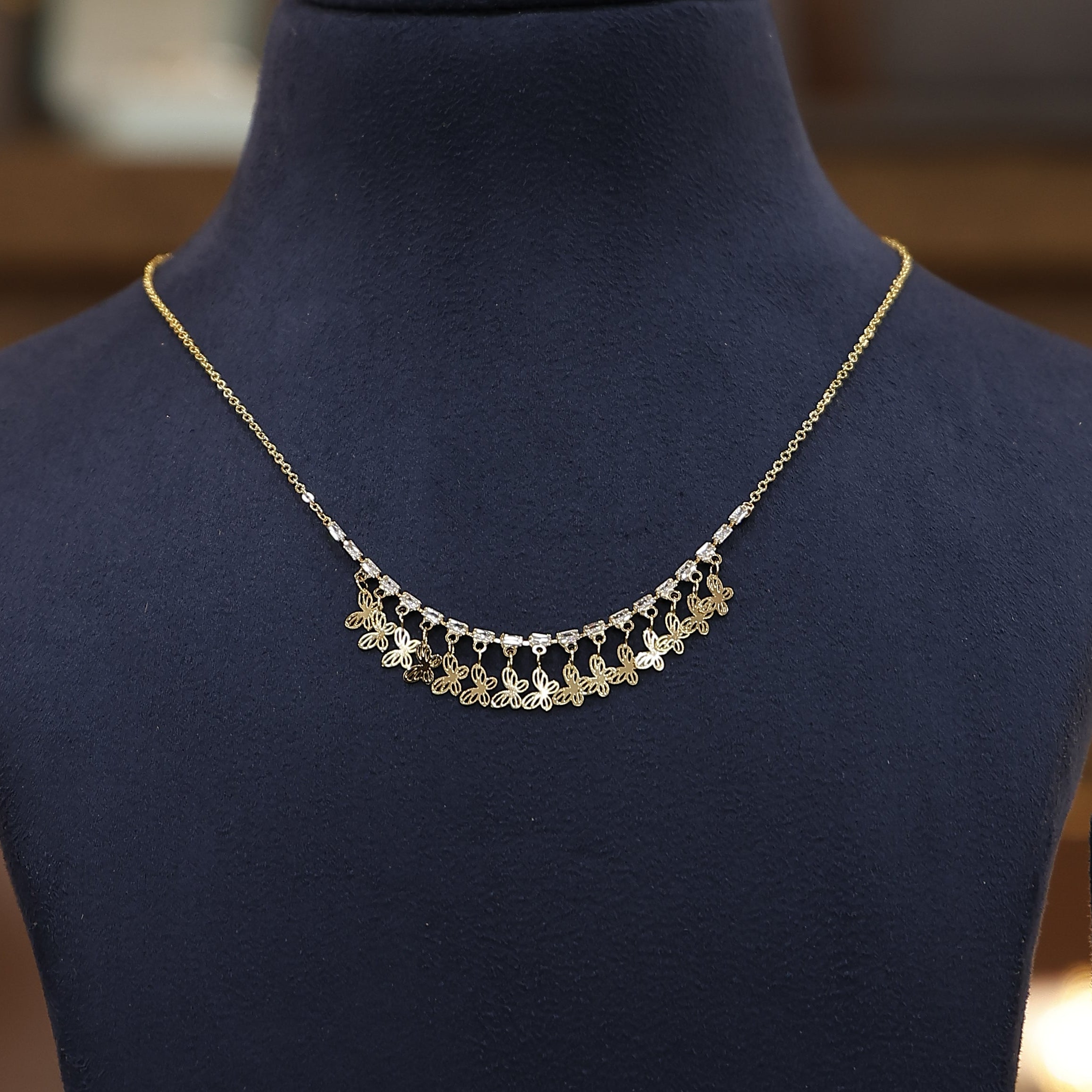 Dangling butterfly gold plated chain necklace for women