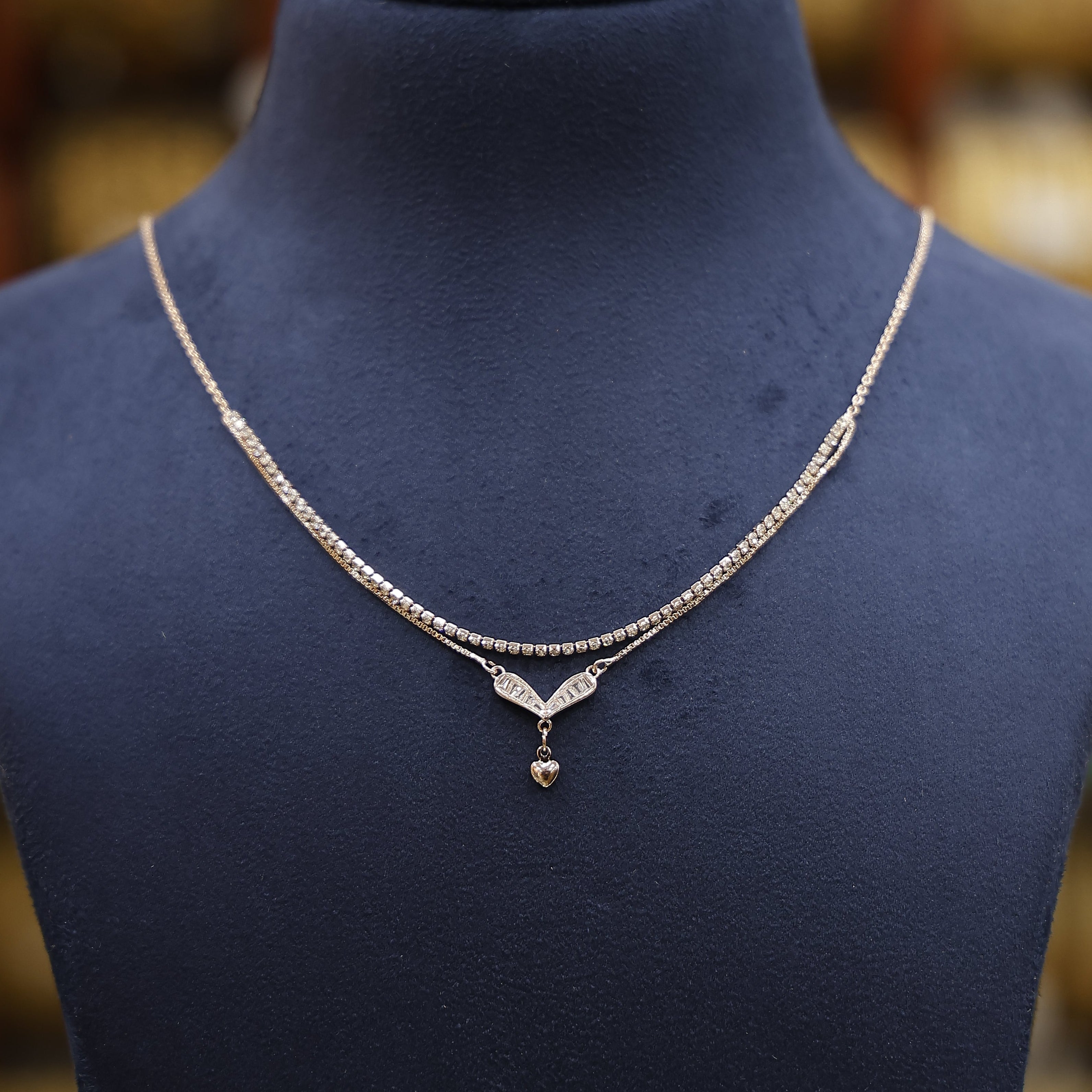 Elegant rose gold love pendant necklace close up