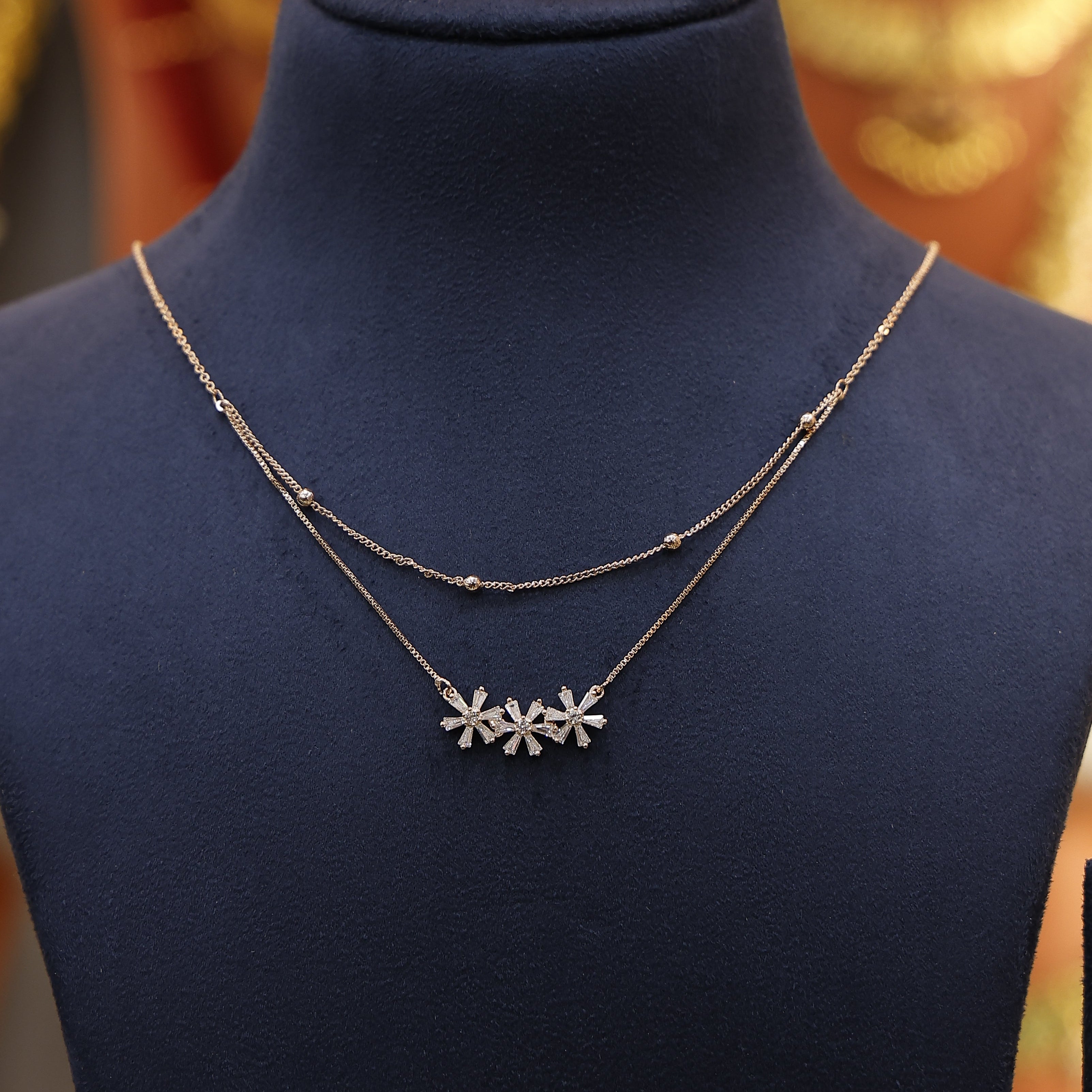 Floral charm rose gold chain necklace for women