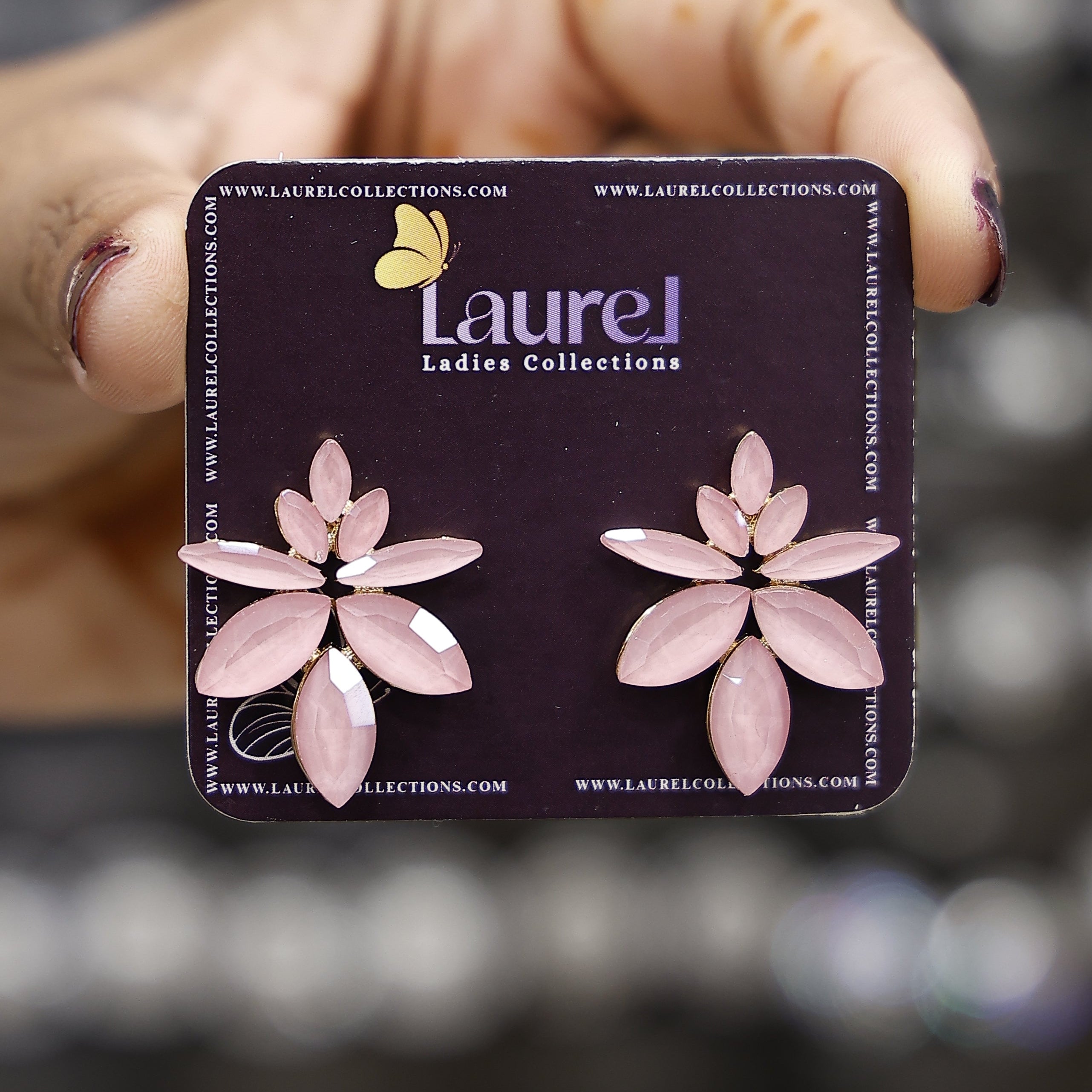 Sparkling crystal floral stud earrings for women
