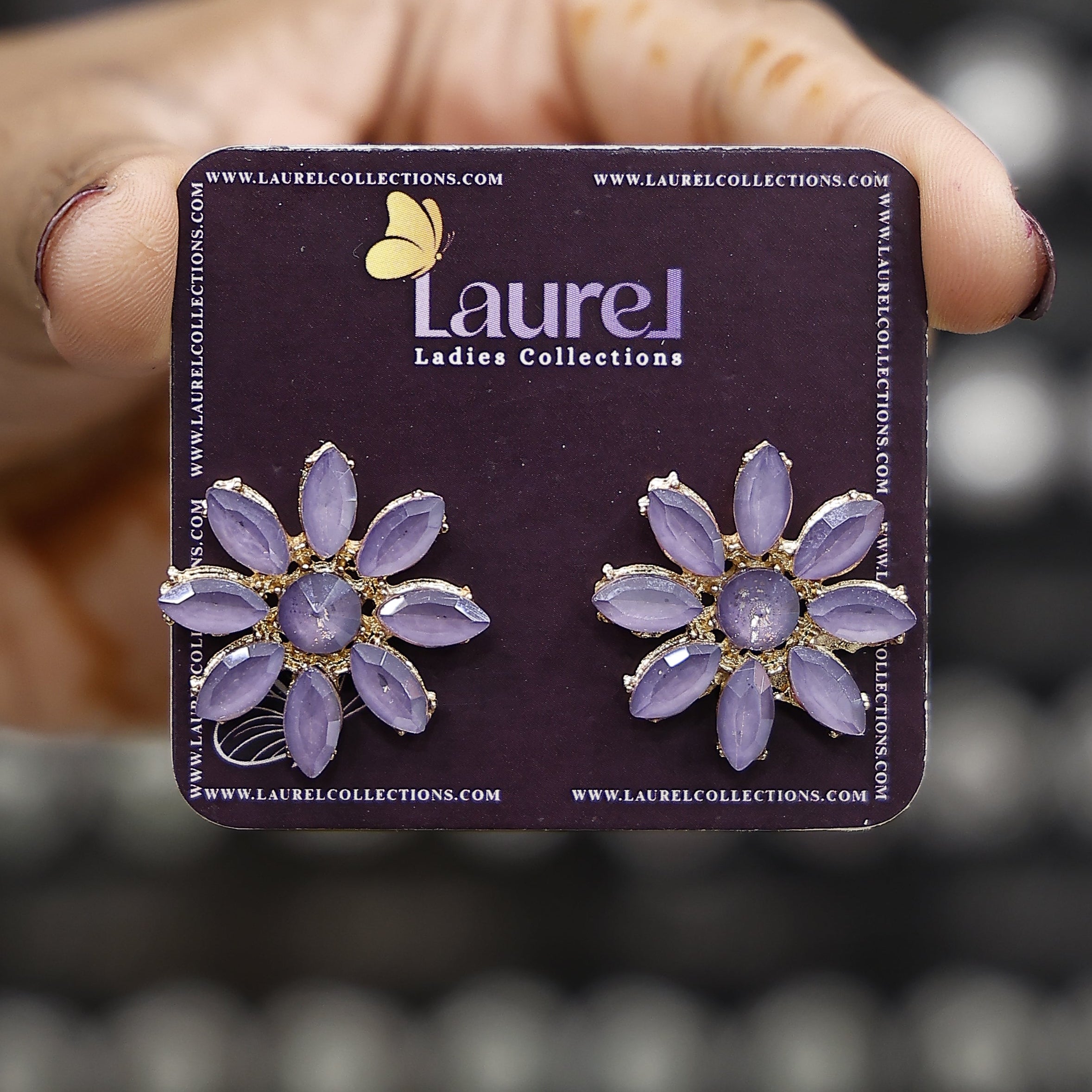 Elegant flower-shaped stone stud earrings for party wear
