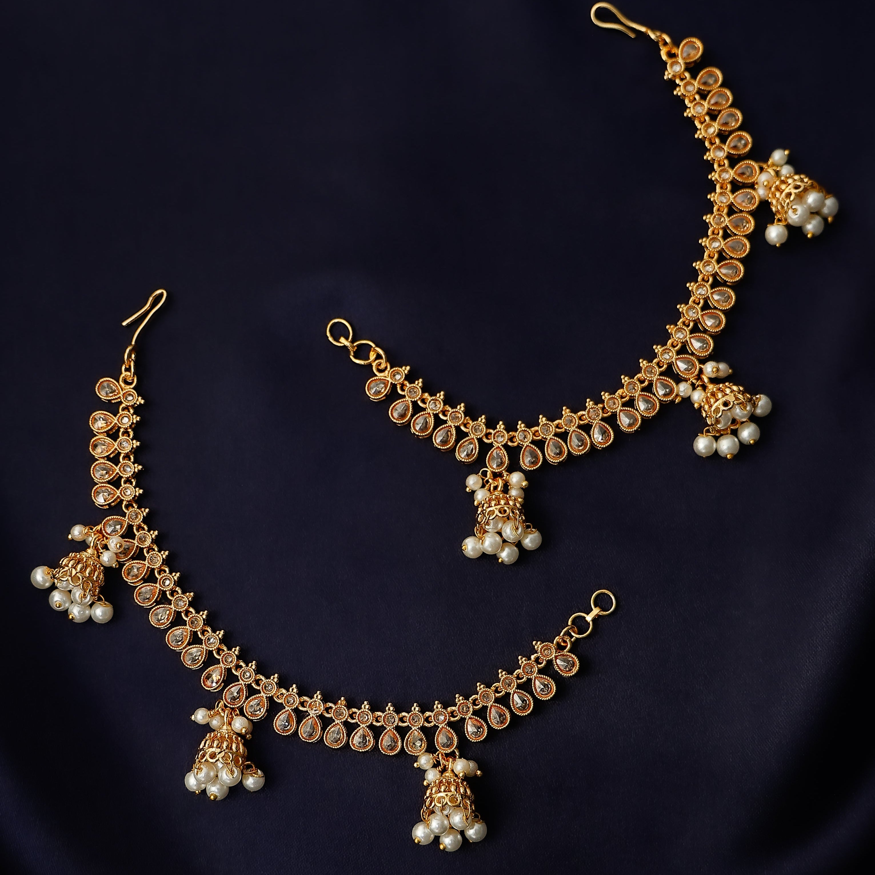 Traditional hanging ear matti with jhumka design