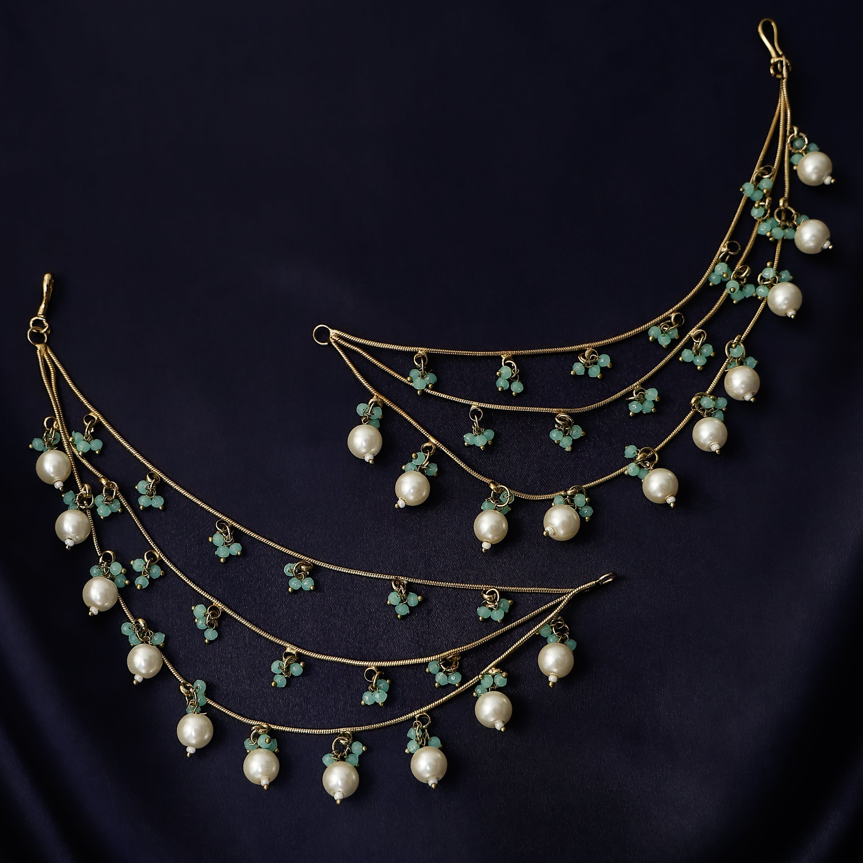Aqua Pearl 3 Layer Matty bridal hair accessory