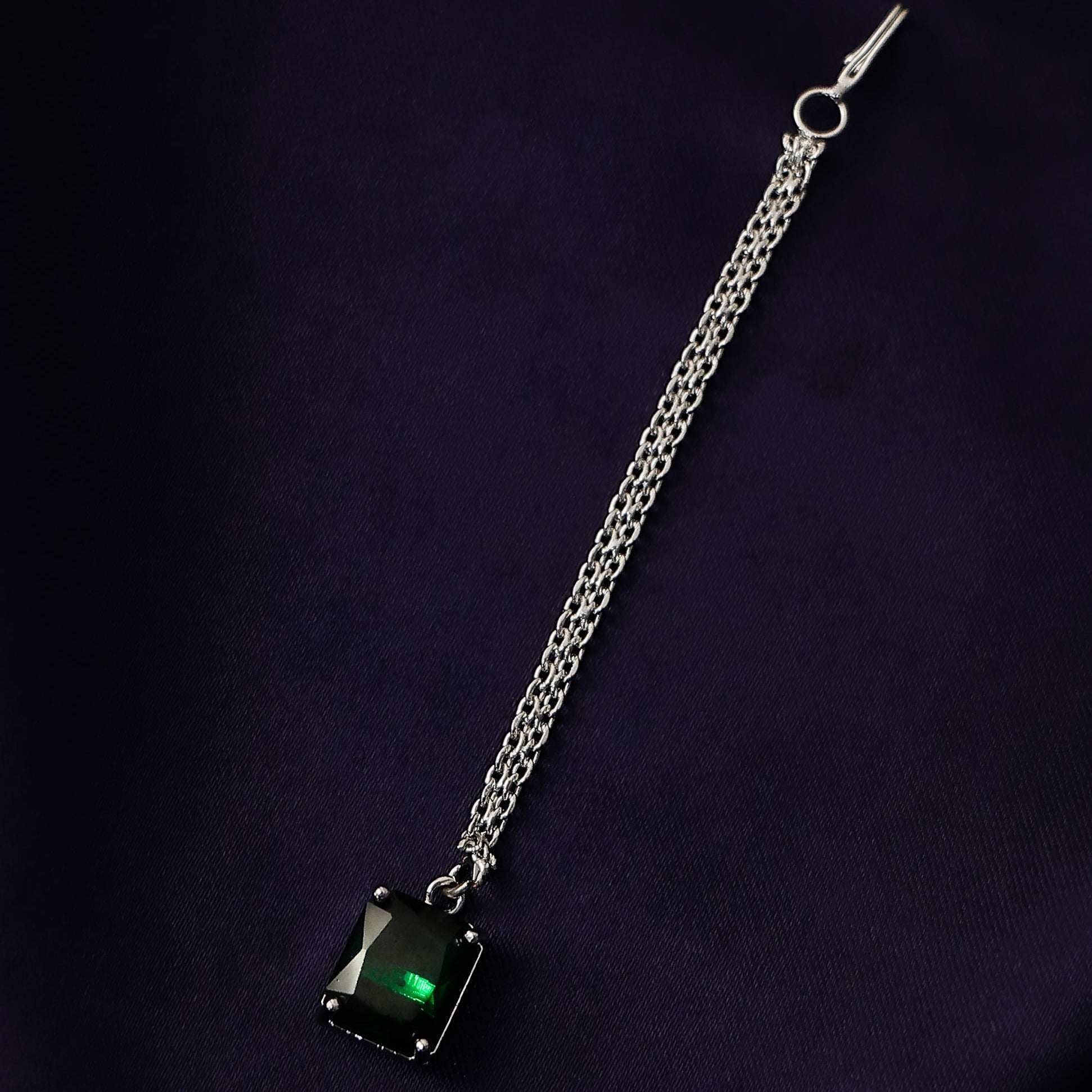 Elegant silver rectangle maang tikka imitation jewellery