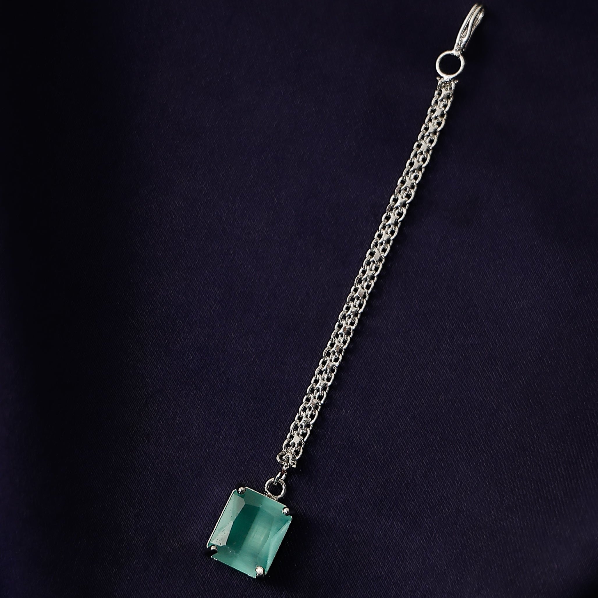Wedding wear silver single pendant tikka design