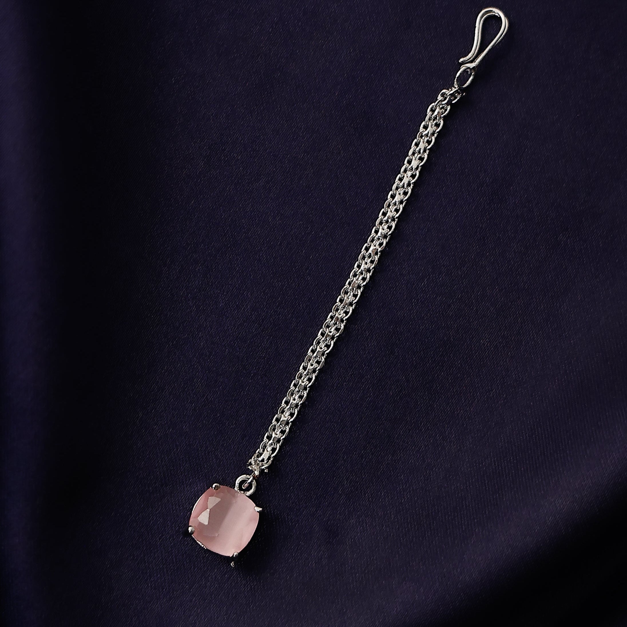 Wedding wear silver single pendant square tikka design