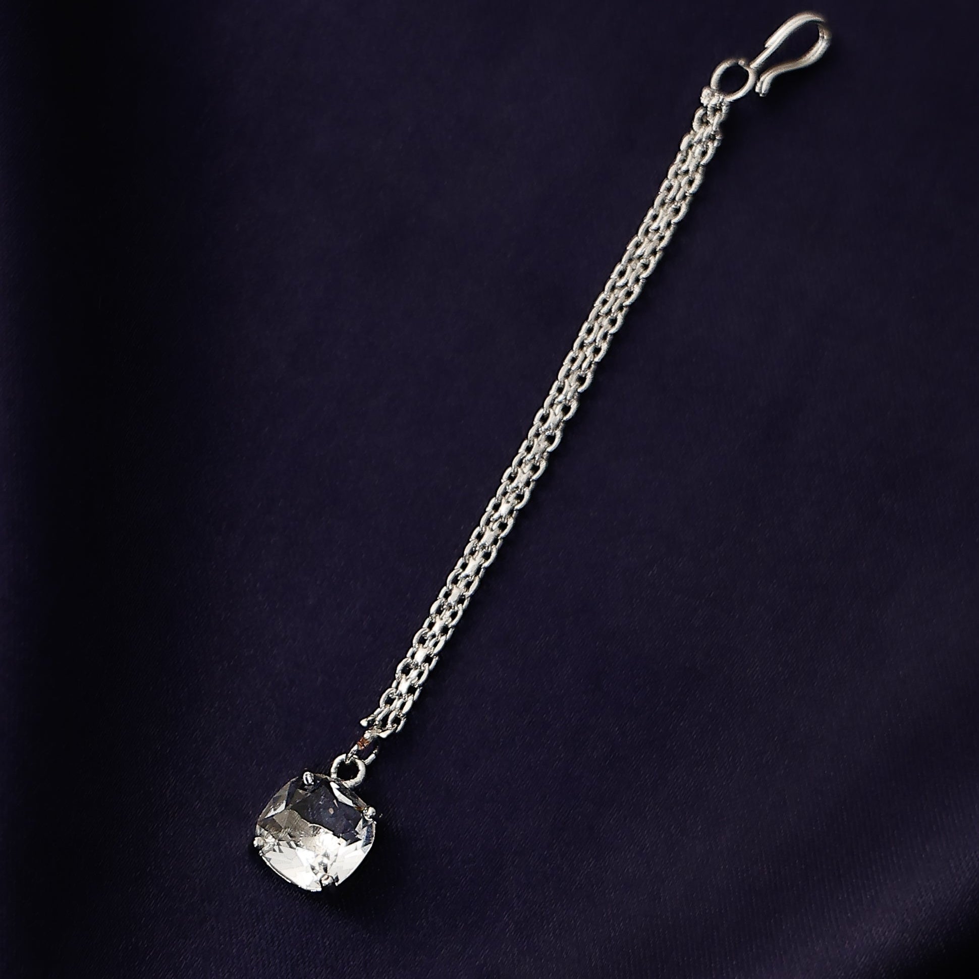 Elegant silver square maang tikka imitation jewellery