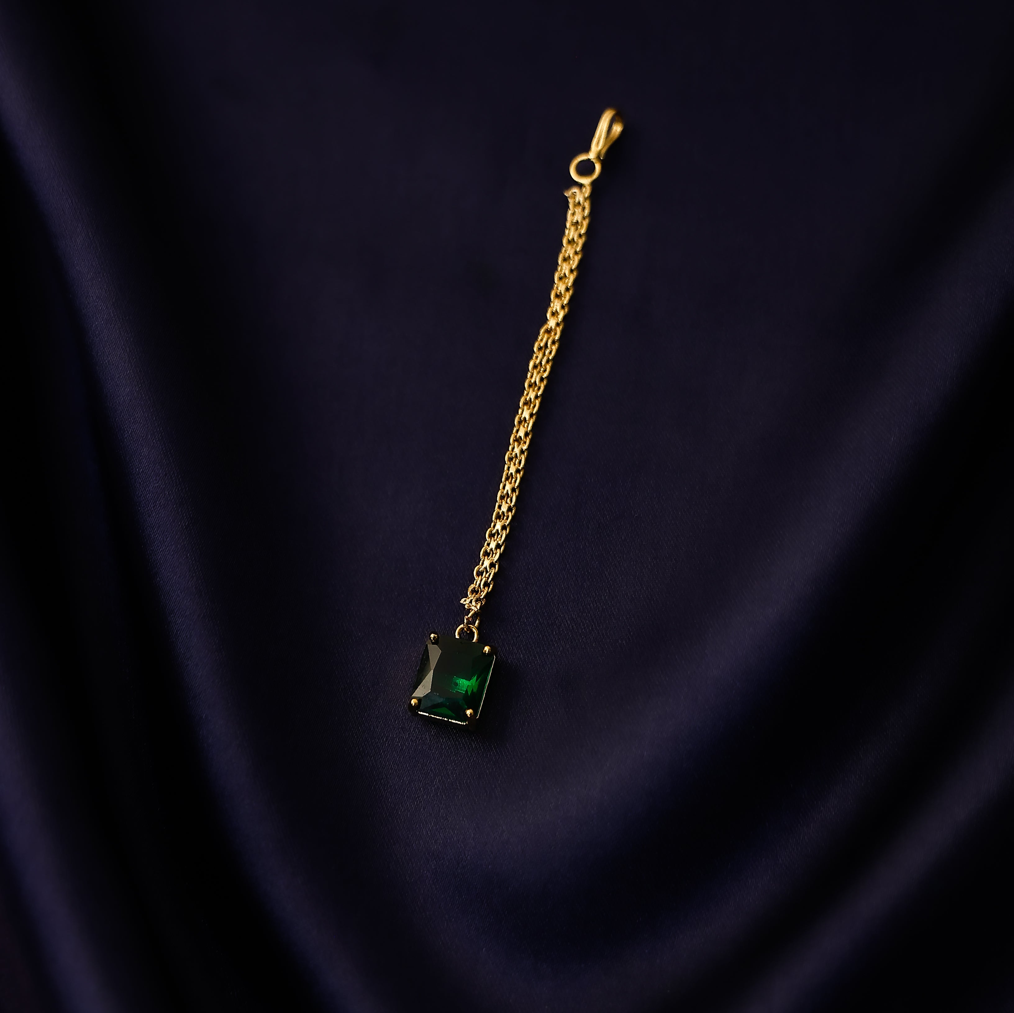 Square pendant tikka front view showcasing minimalist geometric design