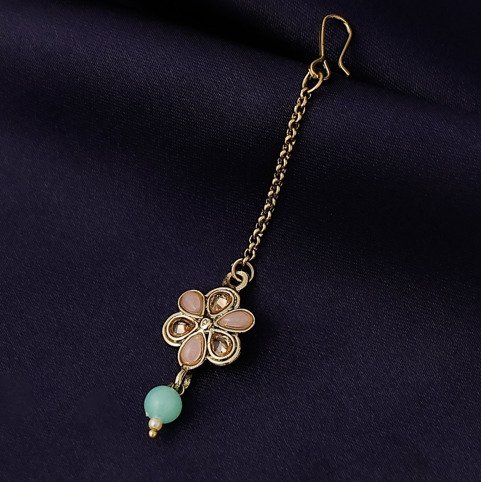 traditional bridal hair jewellery with floral design