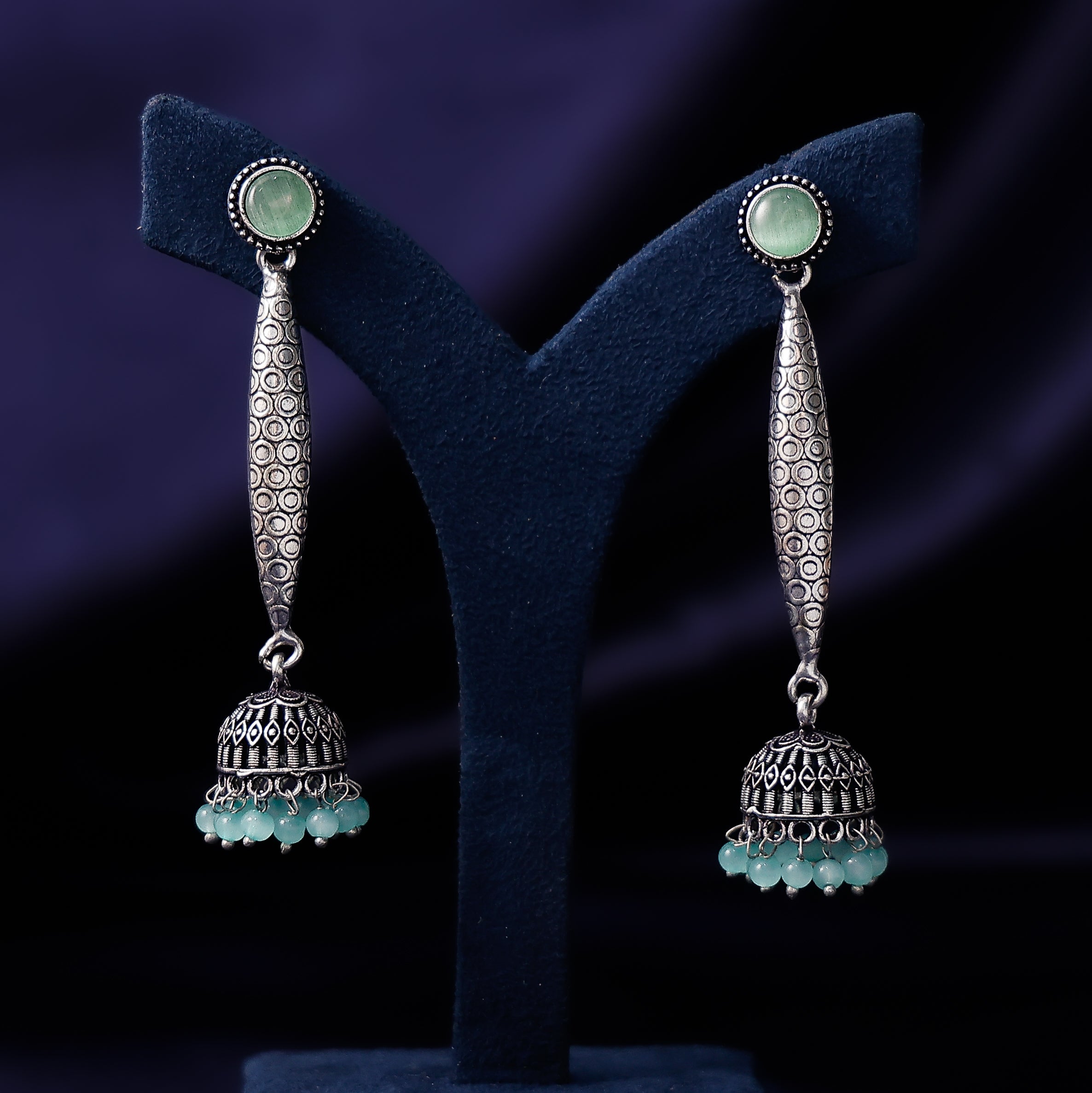 Lightweight oxidised long jhumkas for women