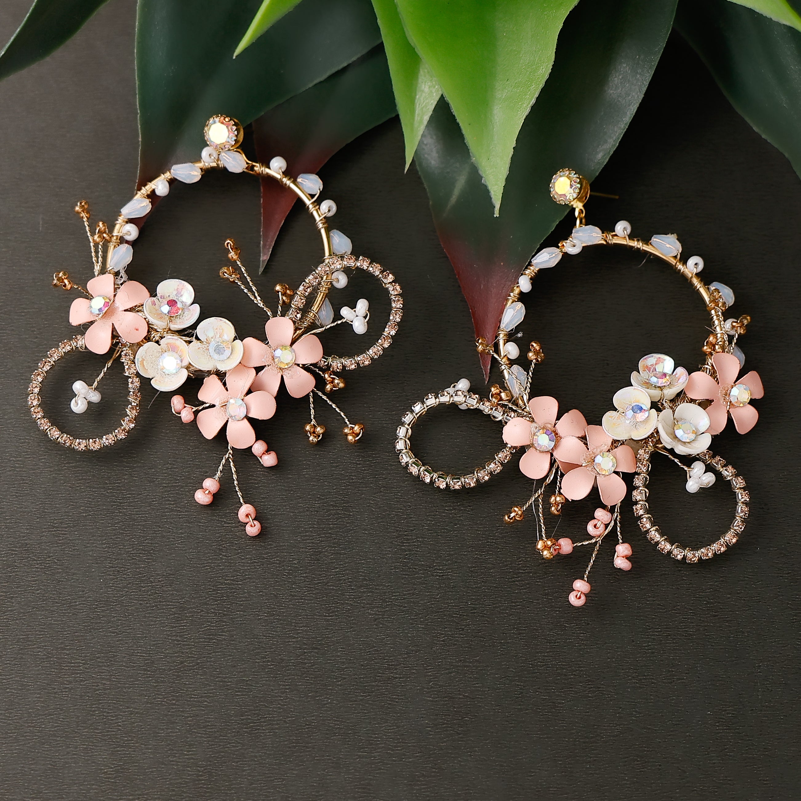 Women’s floral hexagon statement earrings for festive and party wear