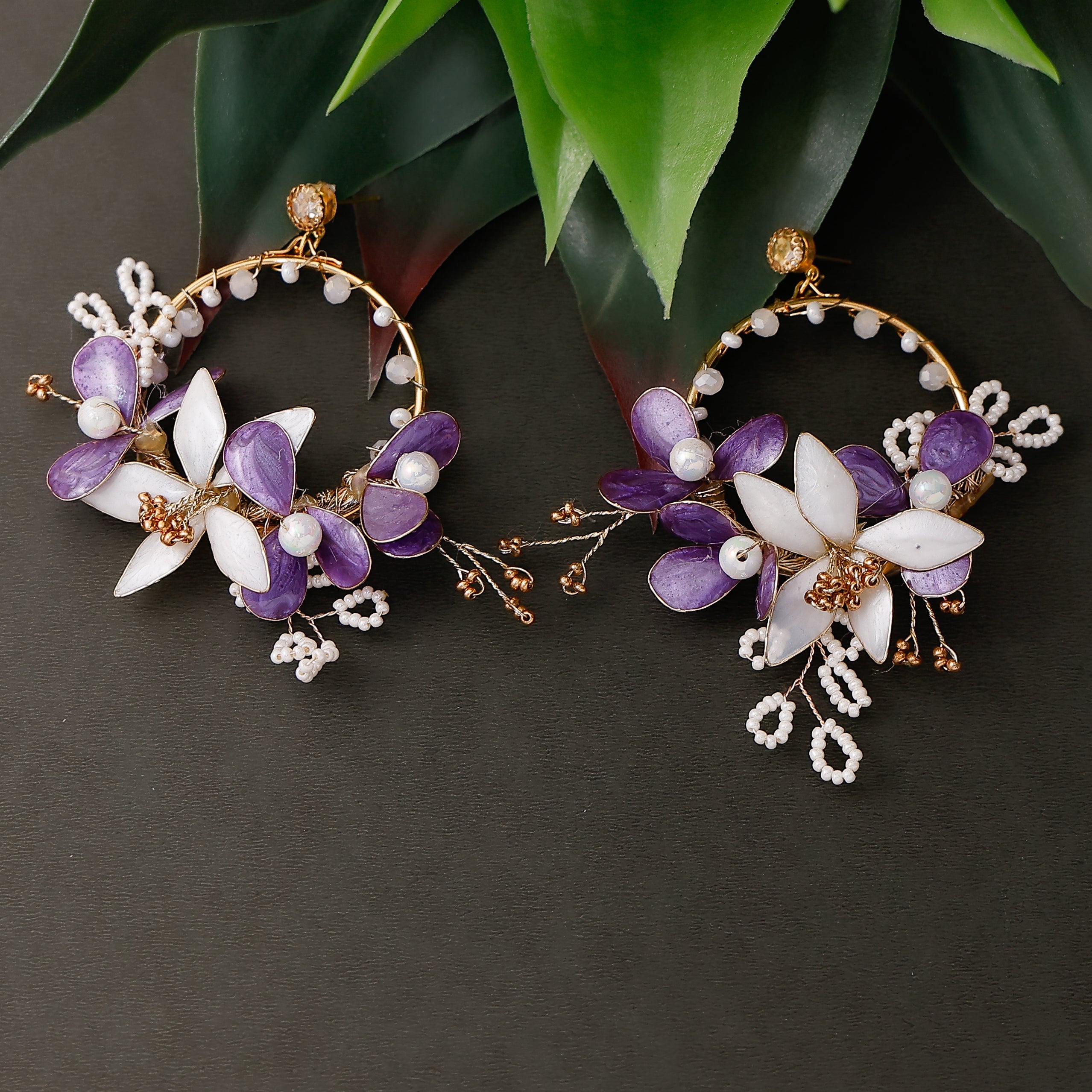 Stylish handmade flower earrings for festive wear