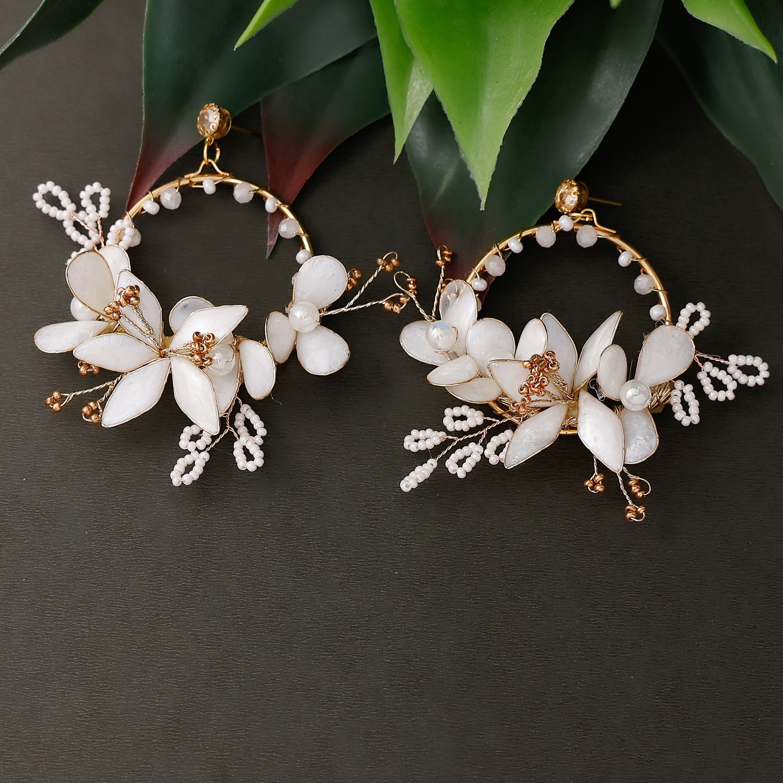 Elegant handcrafted floral statement earrings