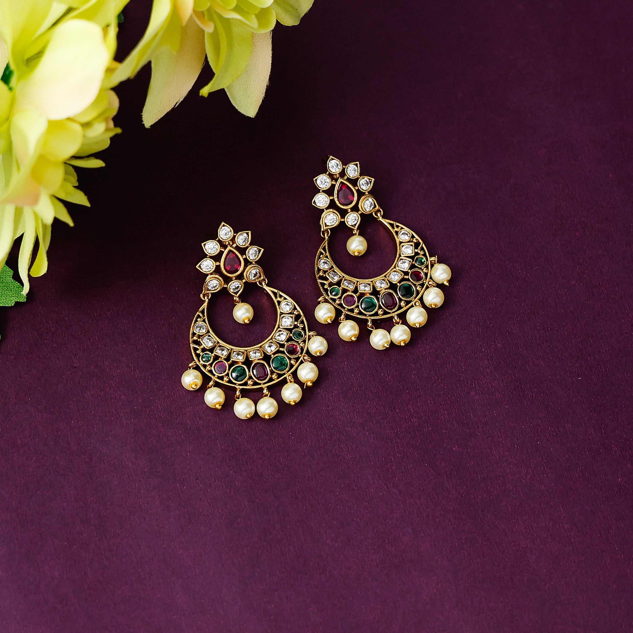 Mugal Moon Pearl Dangler Earrings