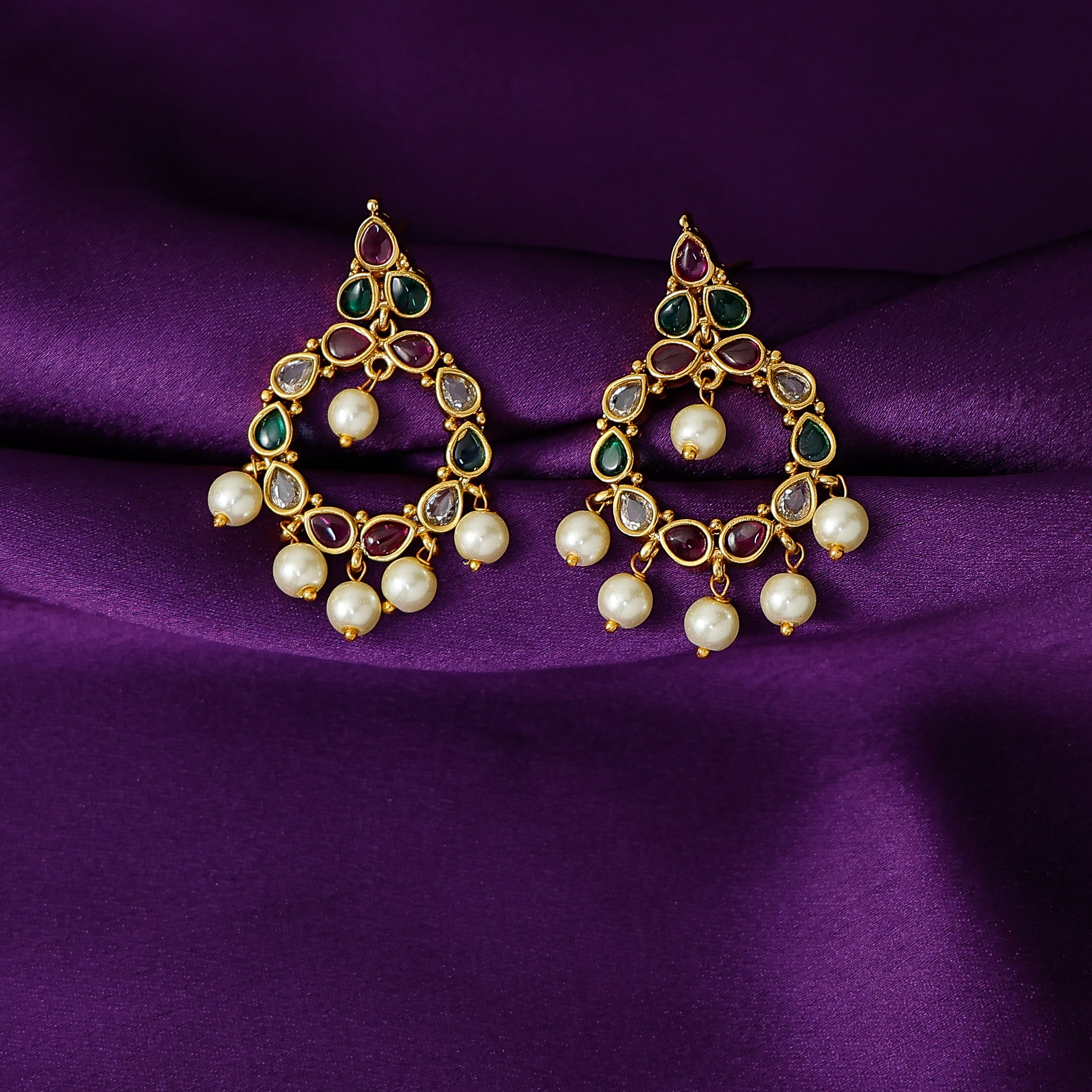 Rounded Pearl Dangler Earrings
