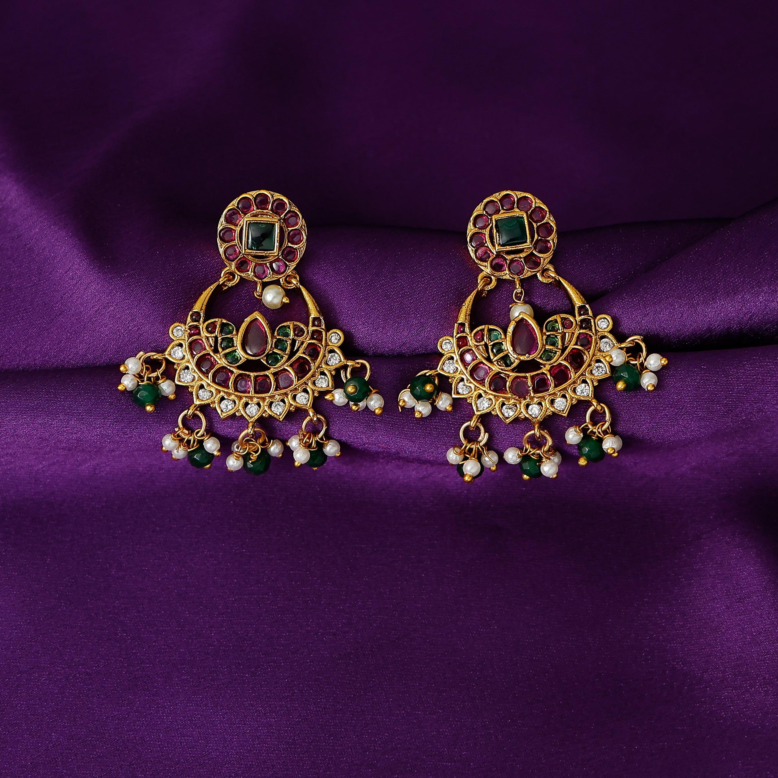 Navaratana Bead Dangler Earrings