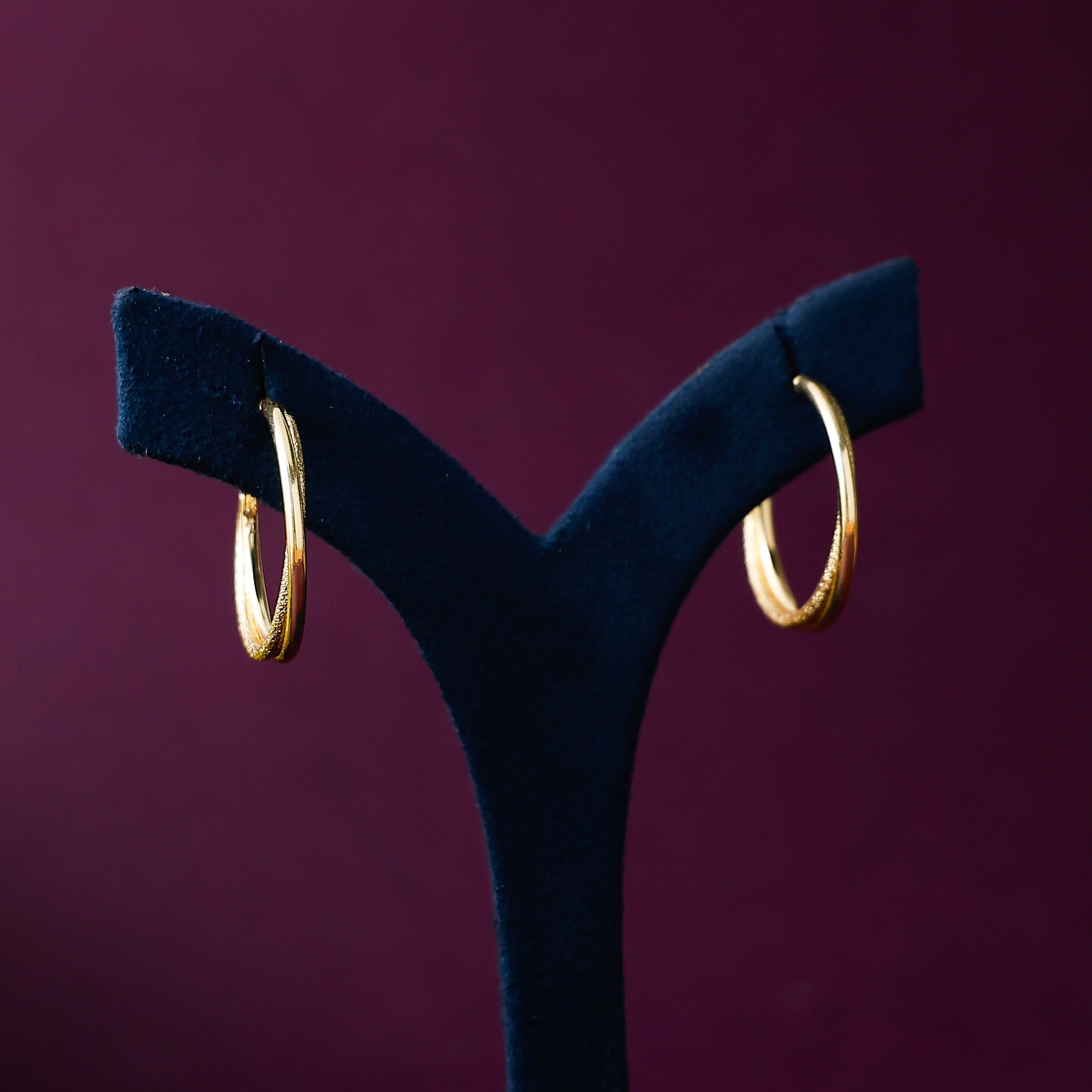 Golden Textured Crossed Hoops