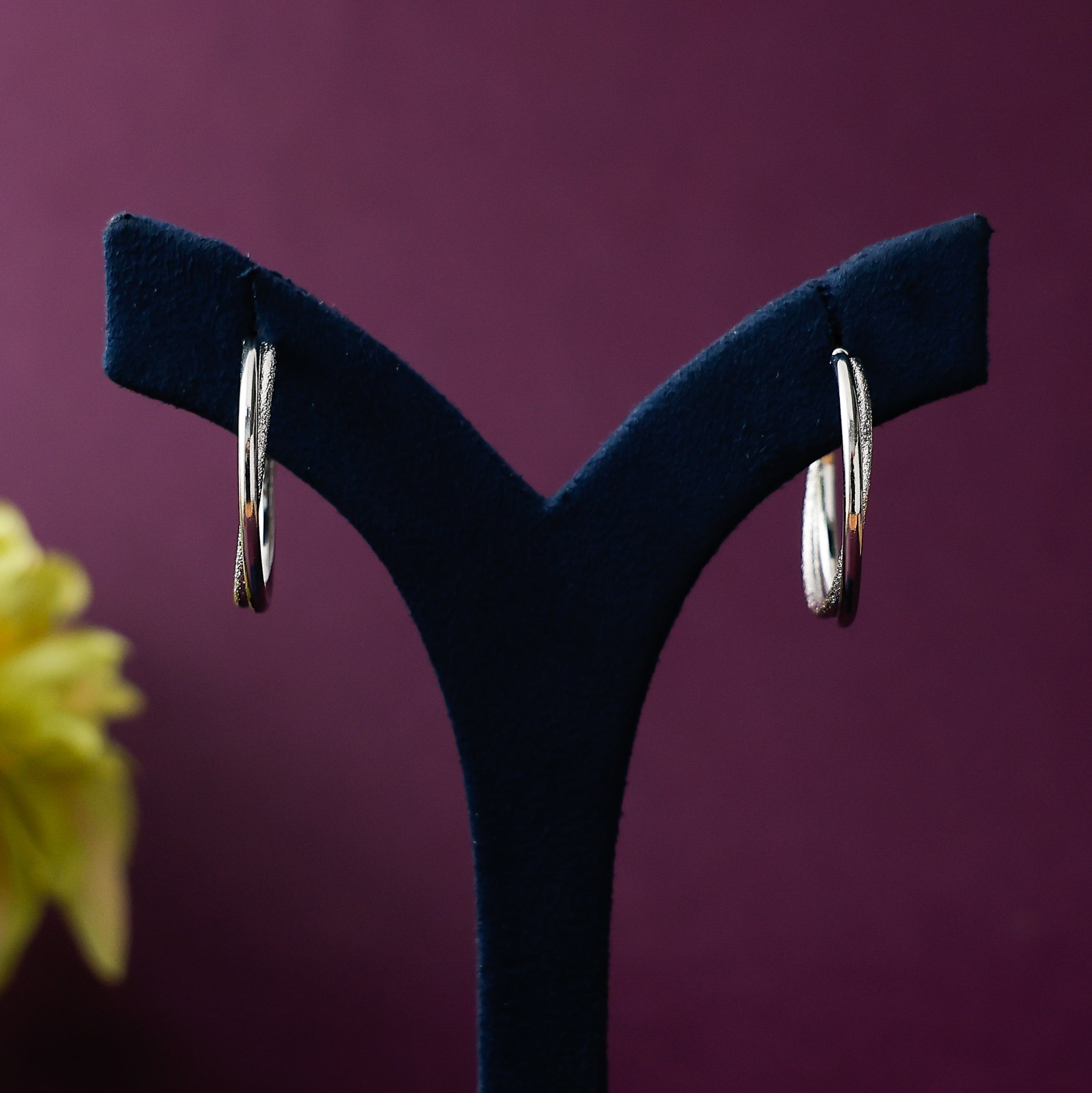 Silver Textured Crossed Hoops