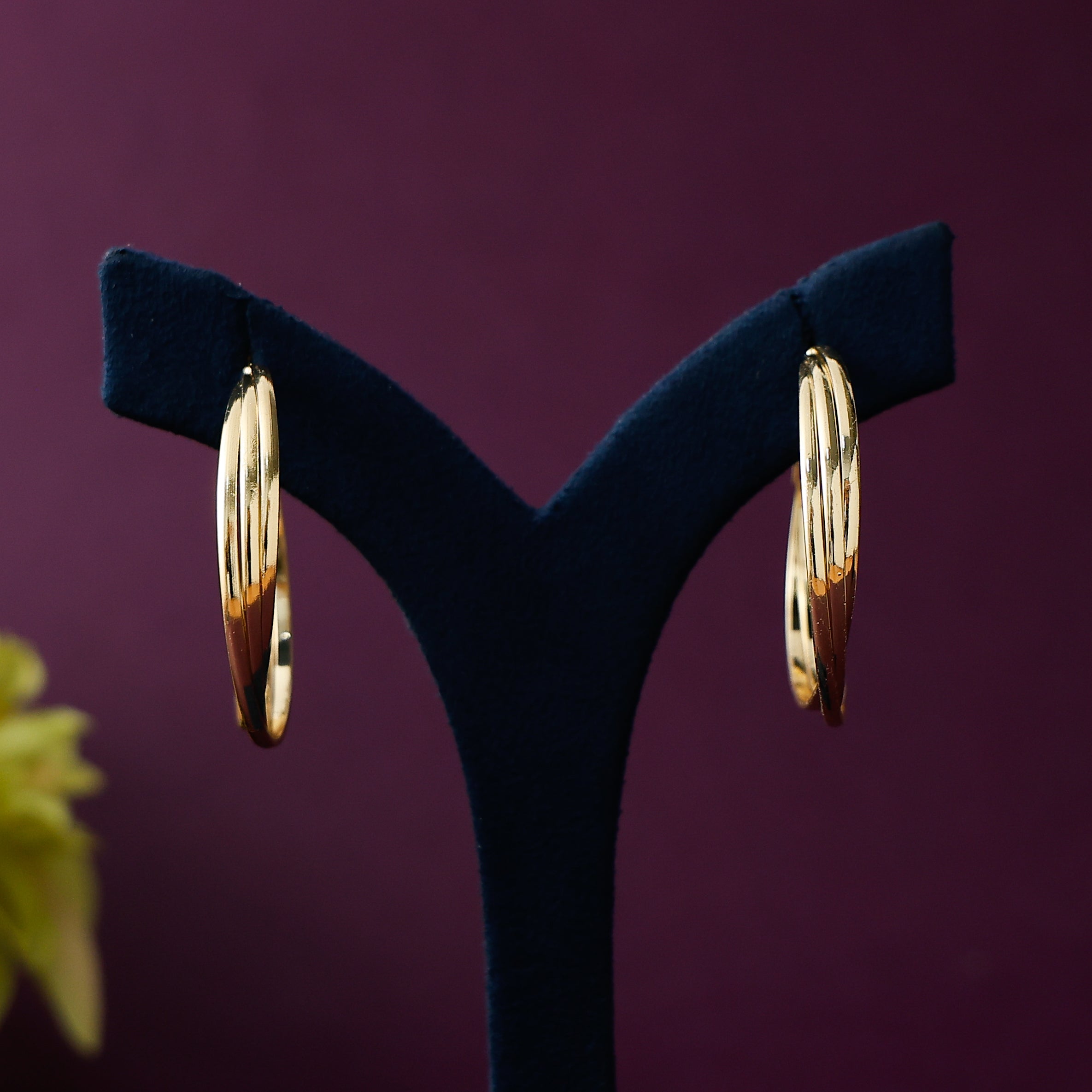 3 Line Golden Hoops