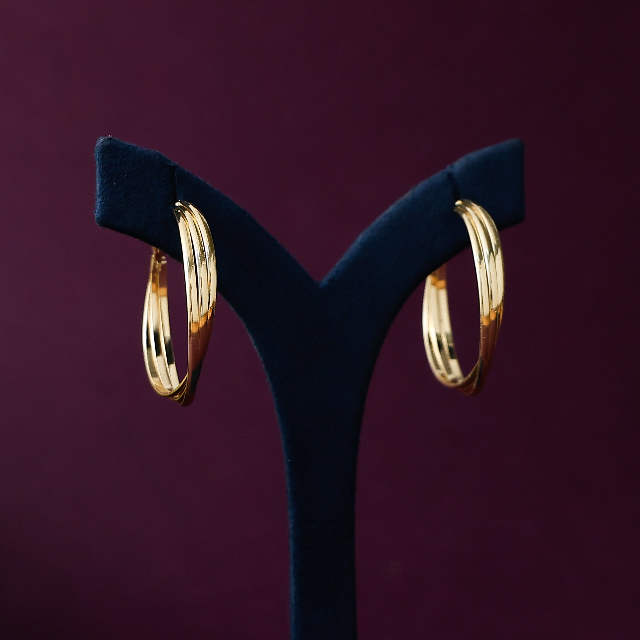 3 Line Golden Hoops