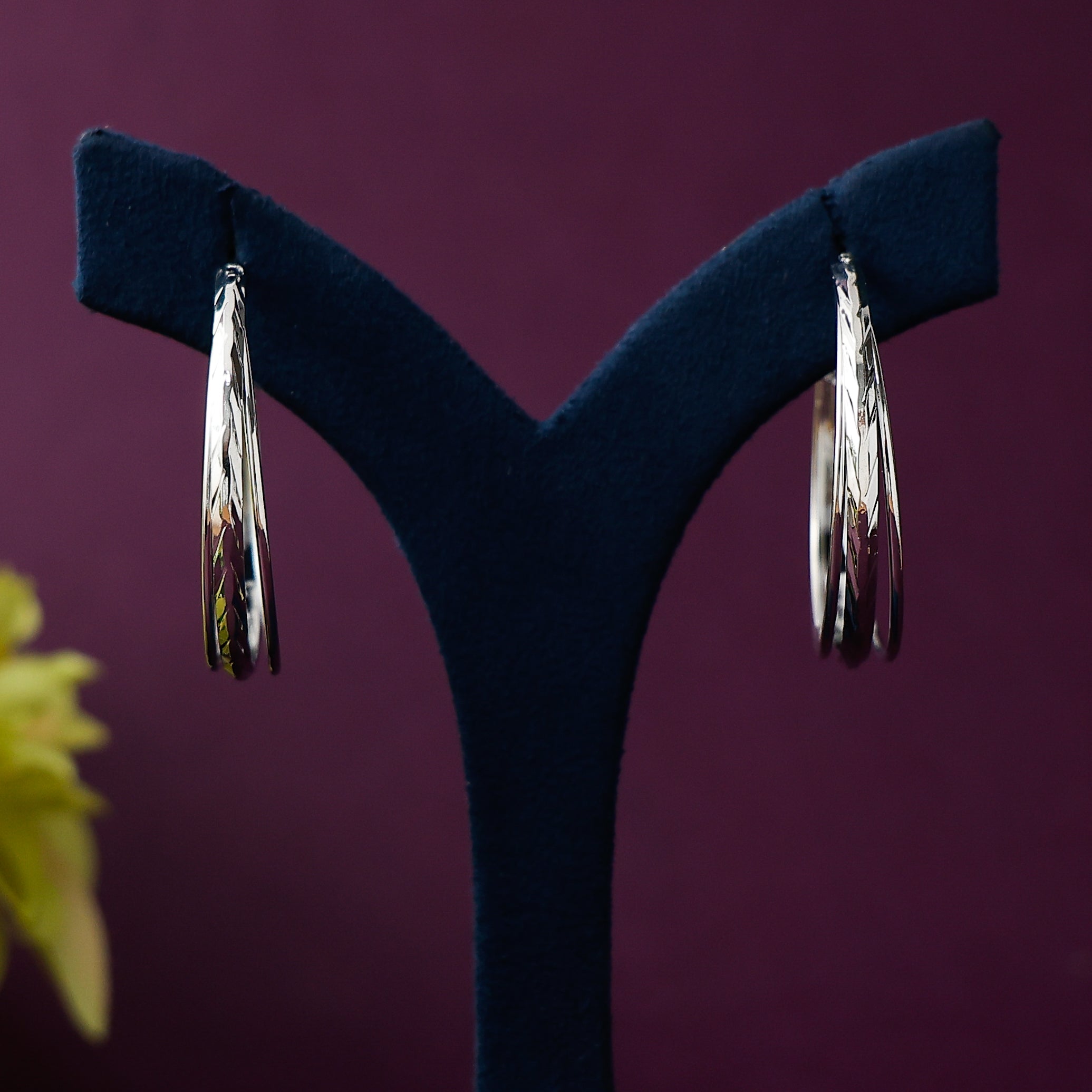 Silver Lined Textured Hoops