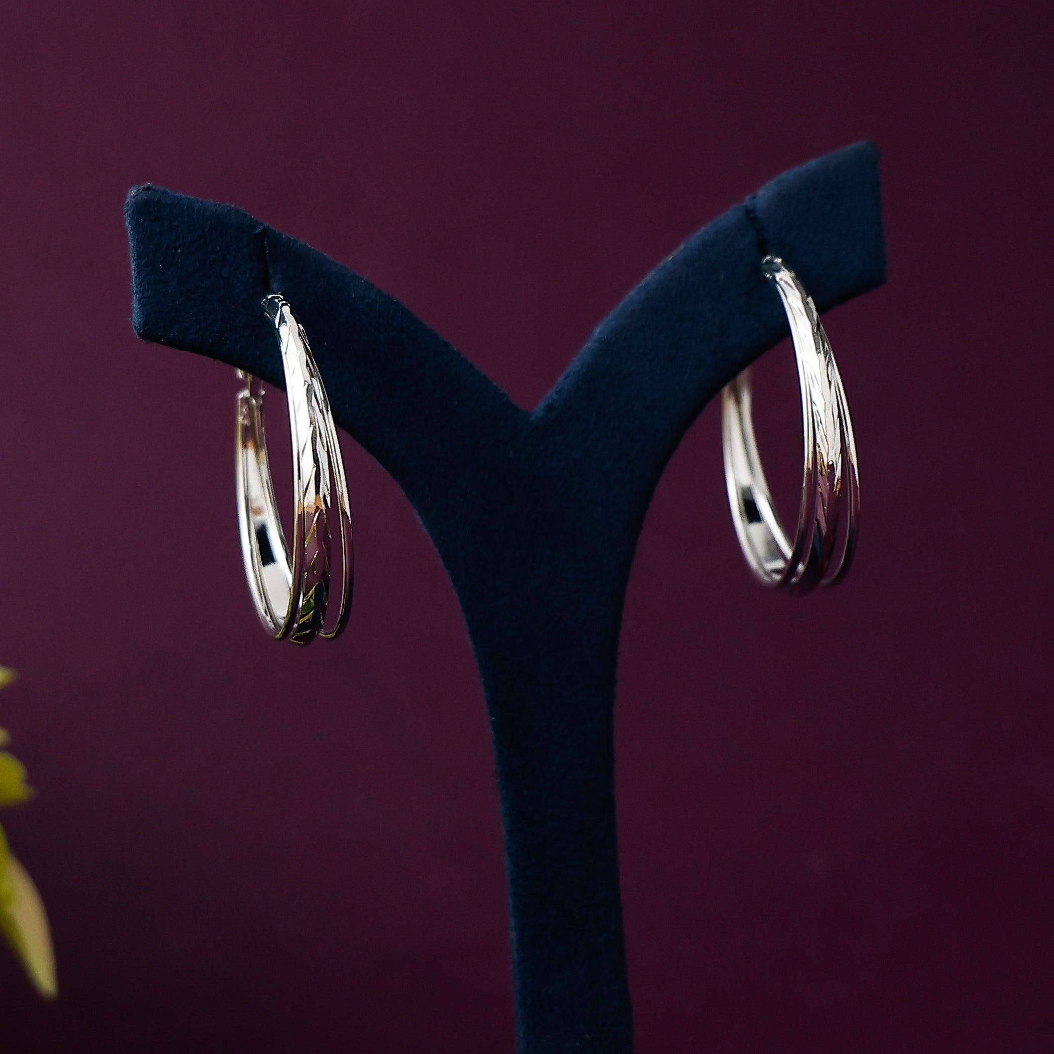Silver Lined Textured Hoops