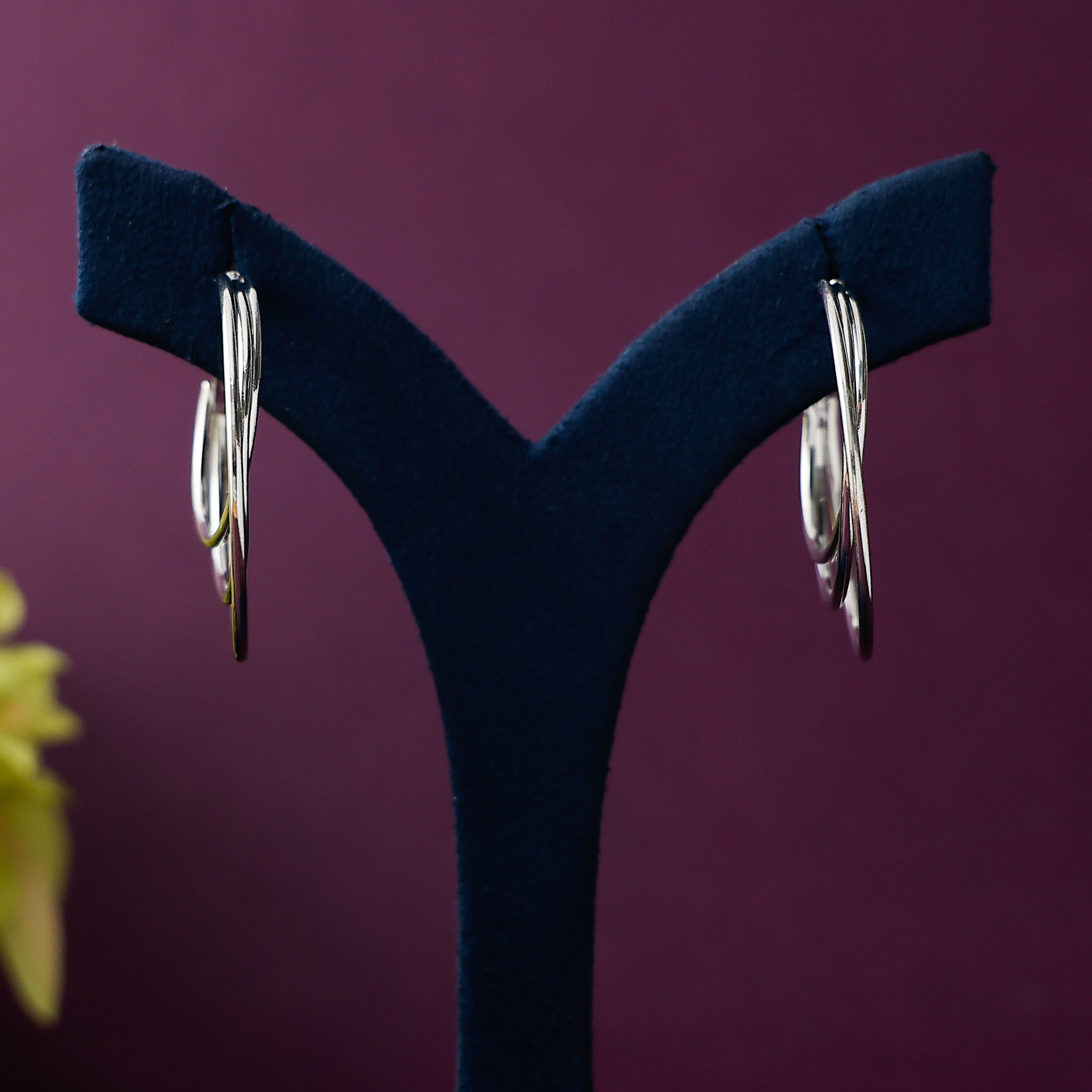 Silver 3 Circle Hoops