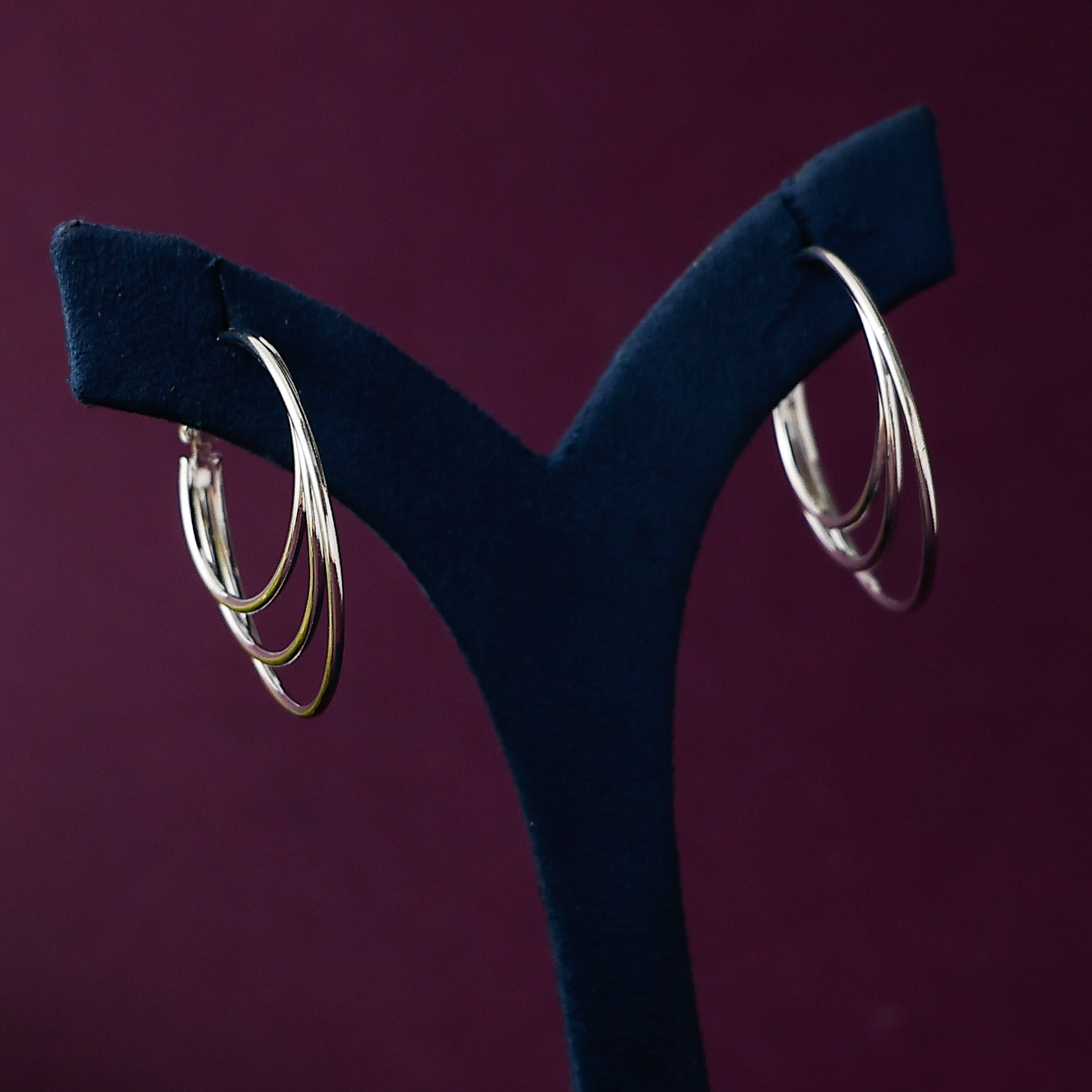 Silver 3 Circle Hoops