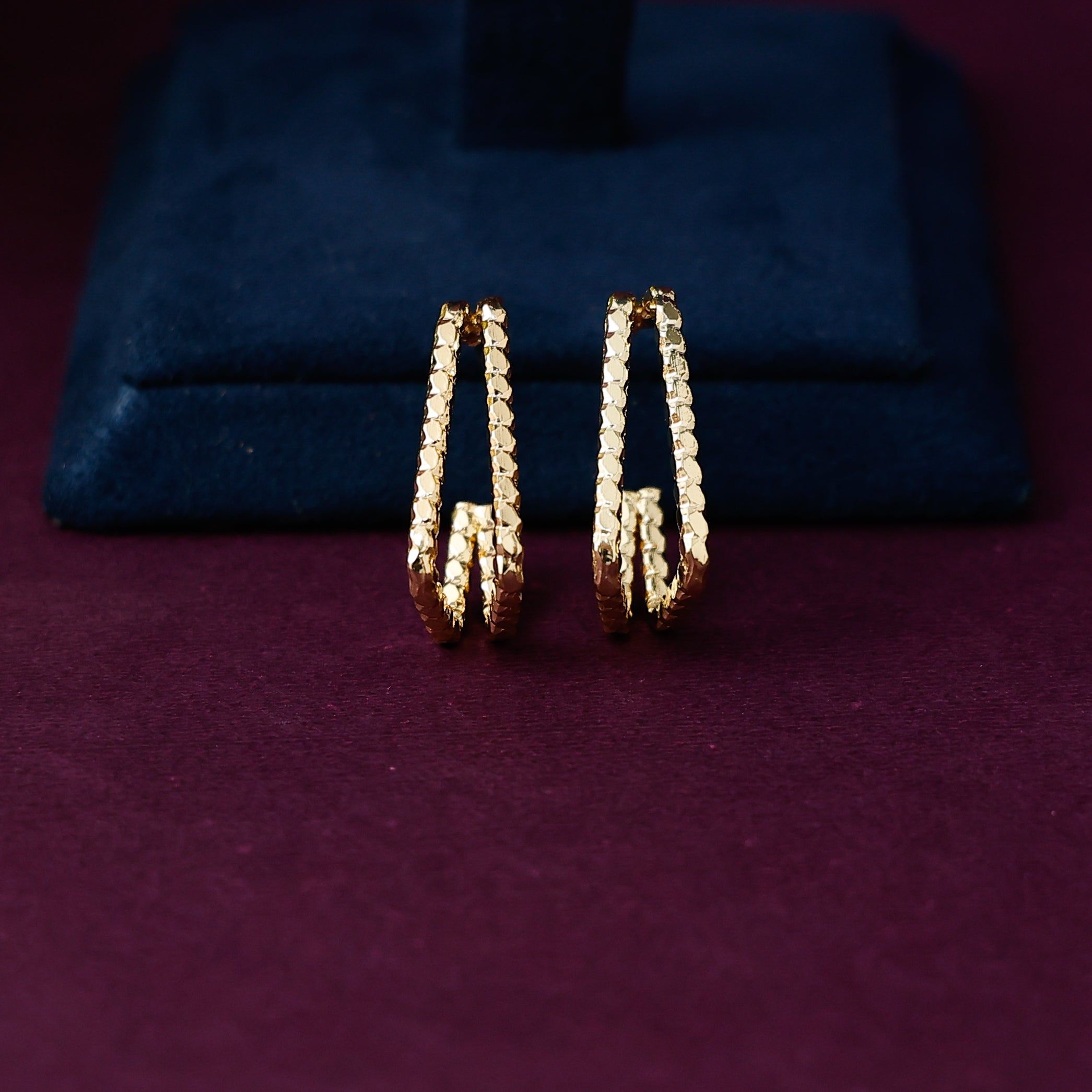 Stylish textured gold hoops for casual and party wear