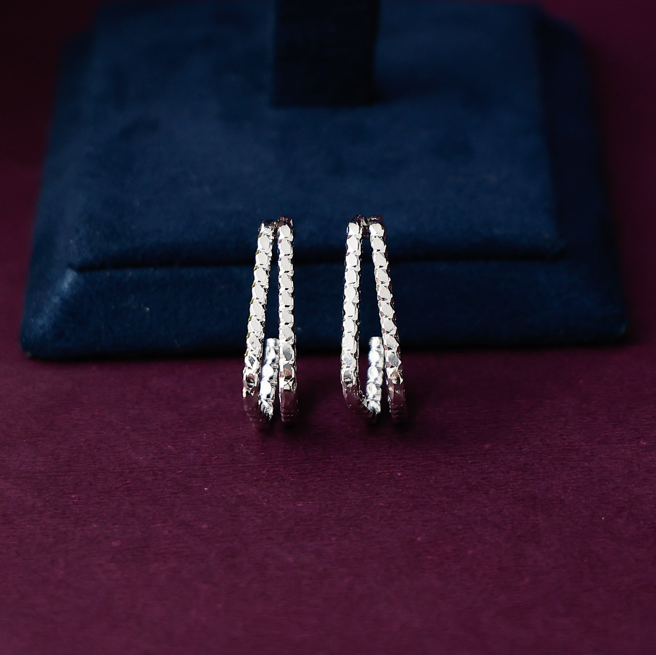 Textured Silver Hoops