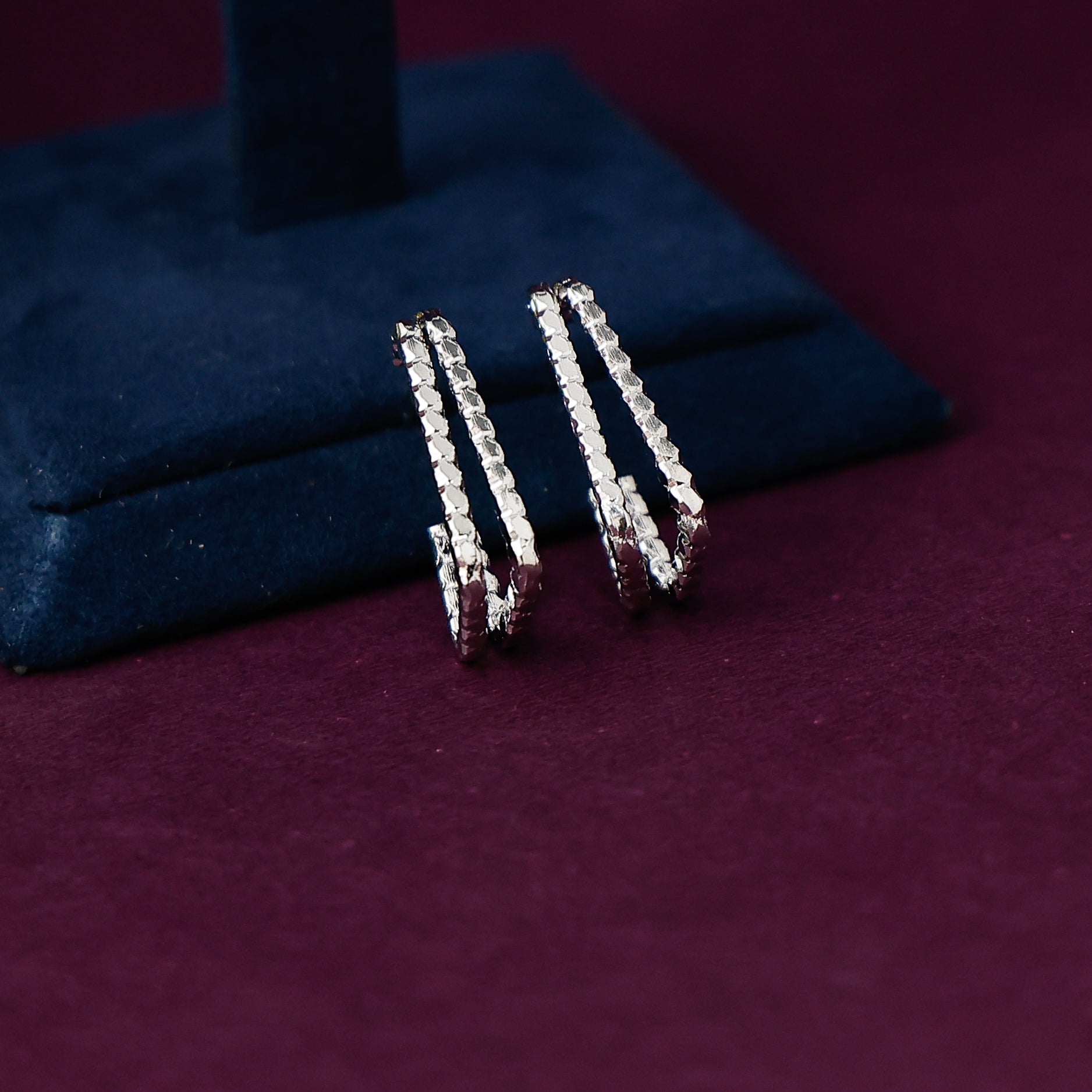 Textured Silver Hoops