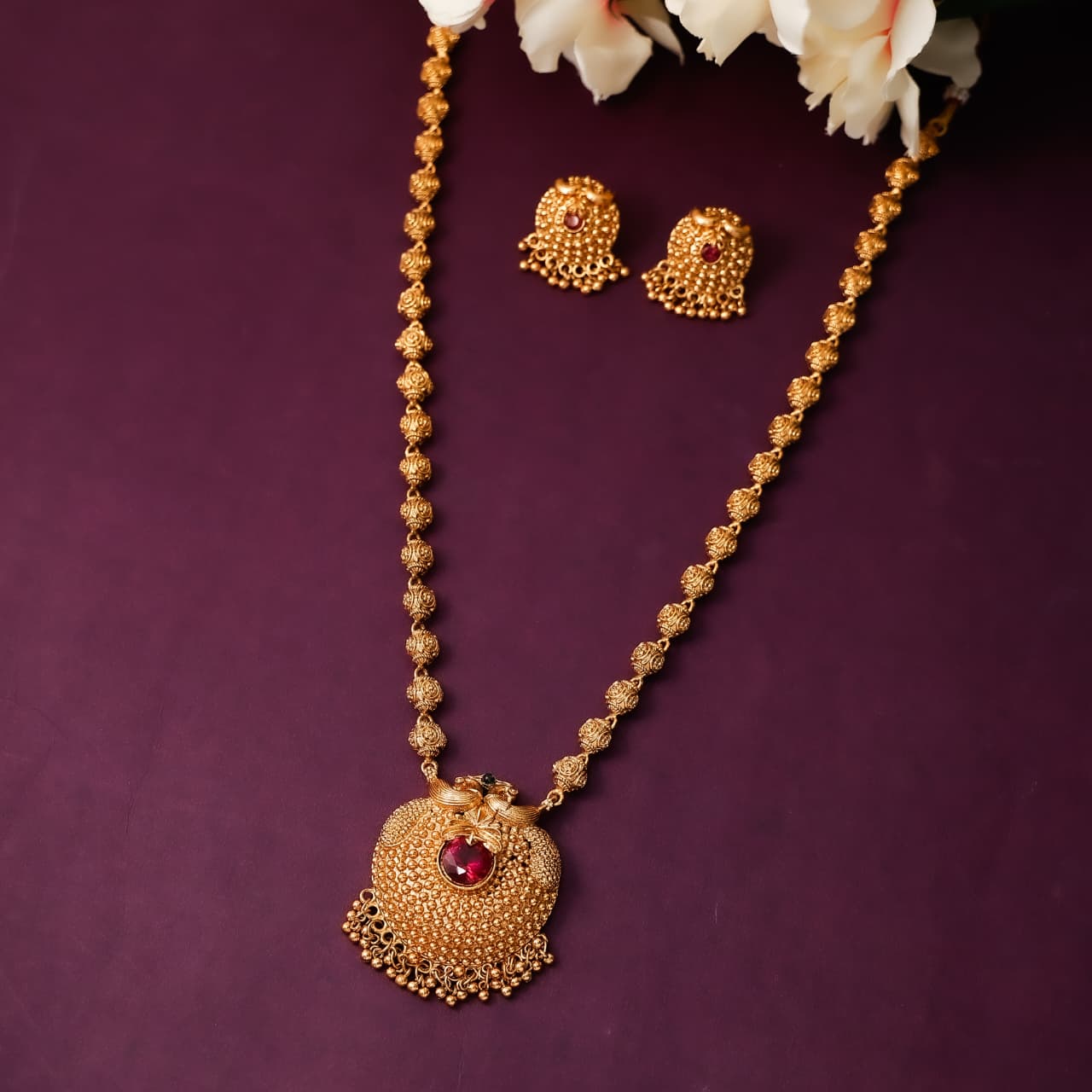 Peackcock Long Necklace with Earring